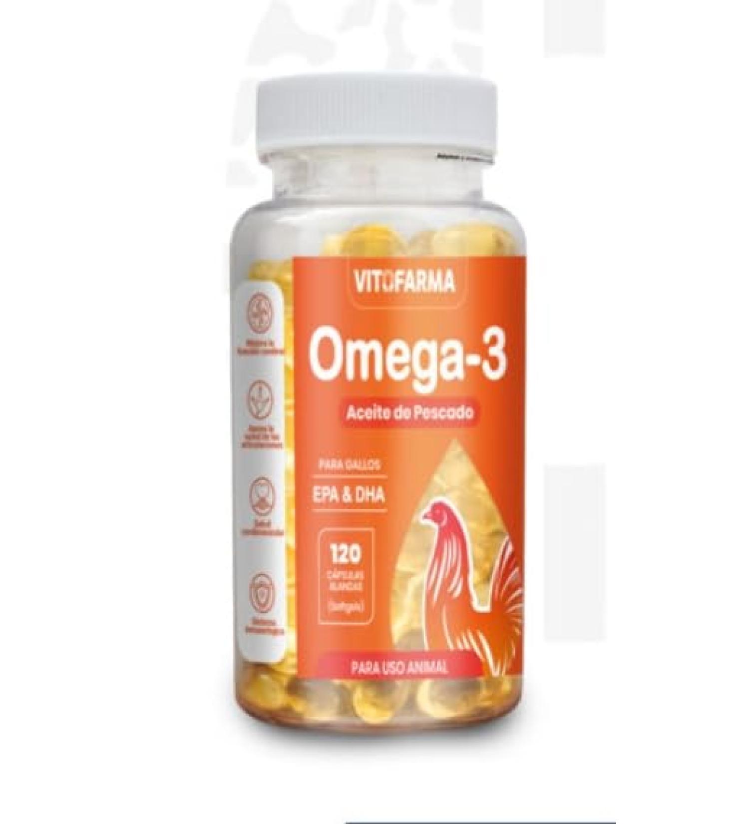 VITOFARMA Omega 3 for Roosters - EPA & DHA Aceite de Pescado para Gallos 120 Softgels (Capsules blandas)