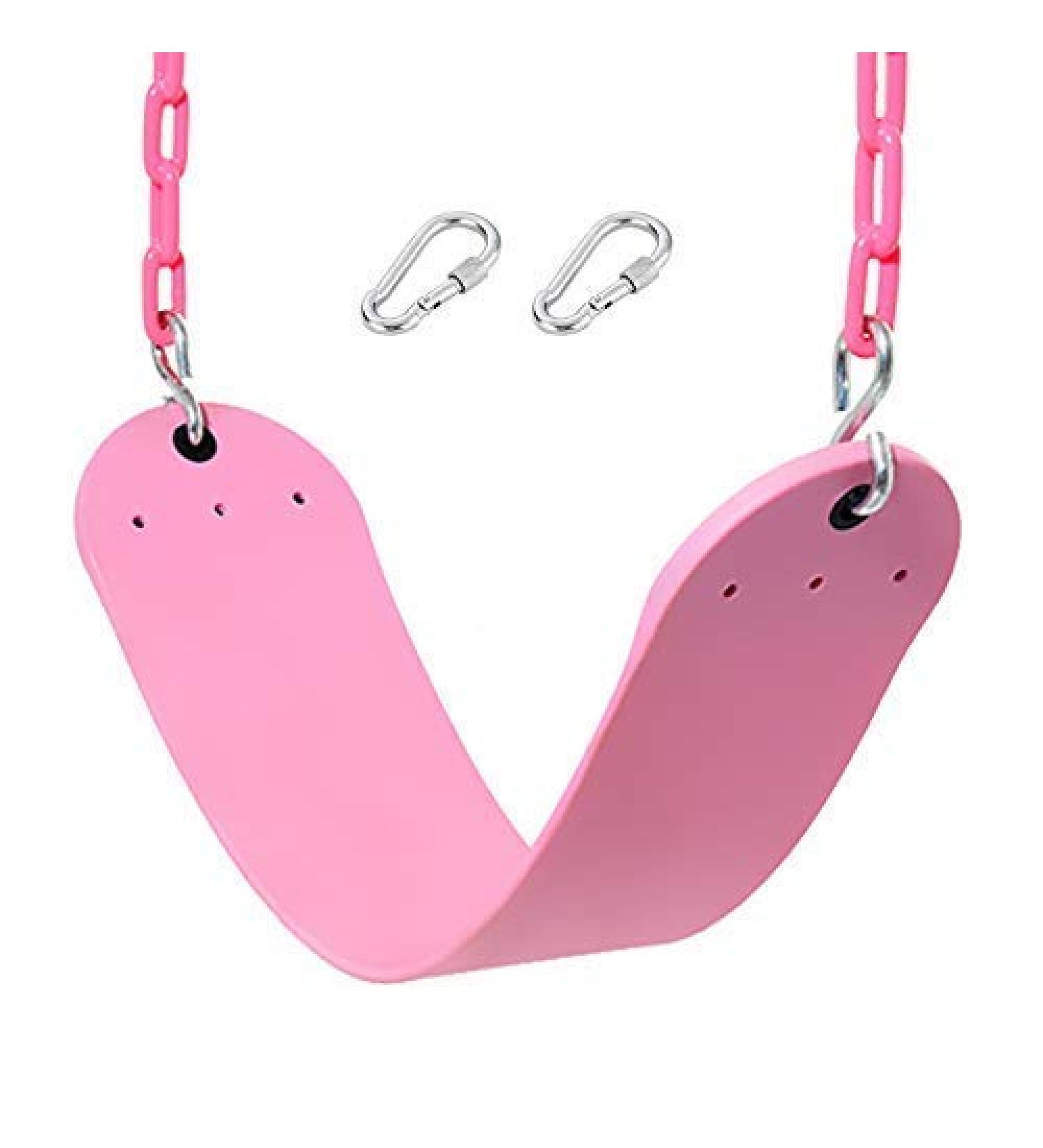 Pink Swing Seat - Heavy Duty Chain Plastic Coated - Playground Swing Set Accessories Replacement Gift Box Set Birthday Gift