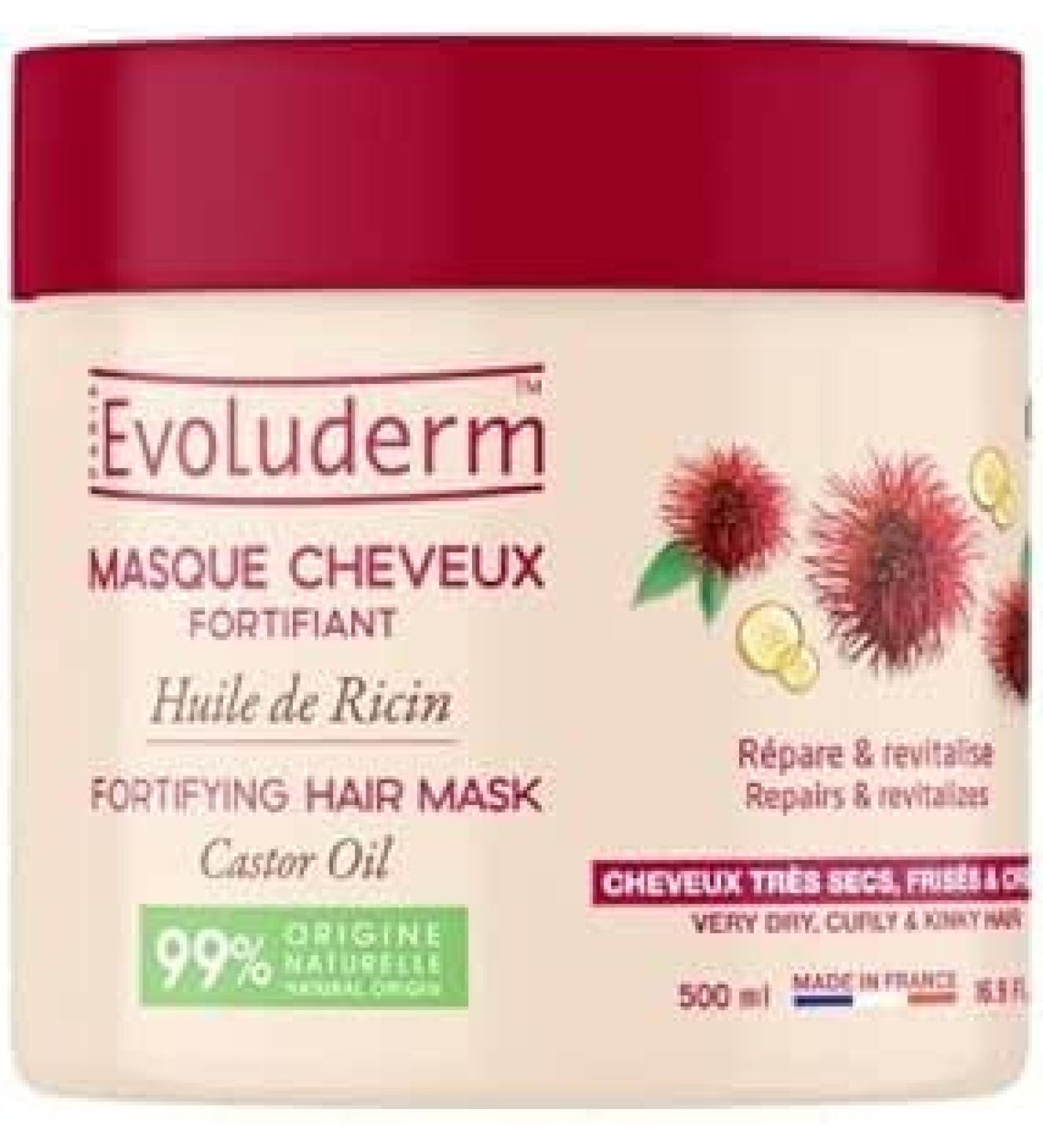 Evoluderm EVOLUDERM - Castor Oil Fortifying Hair Mask - 500ml - 99% Natural Ingredients
