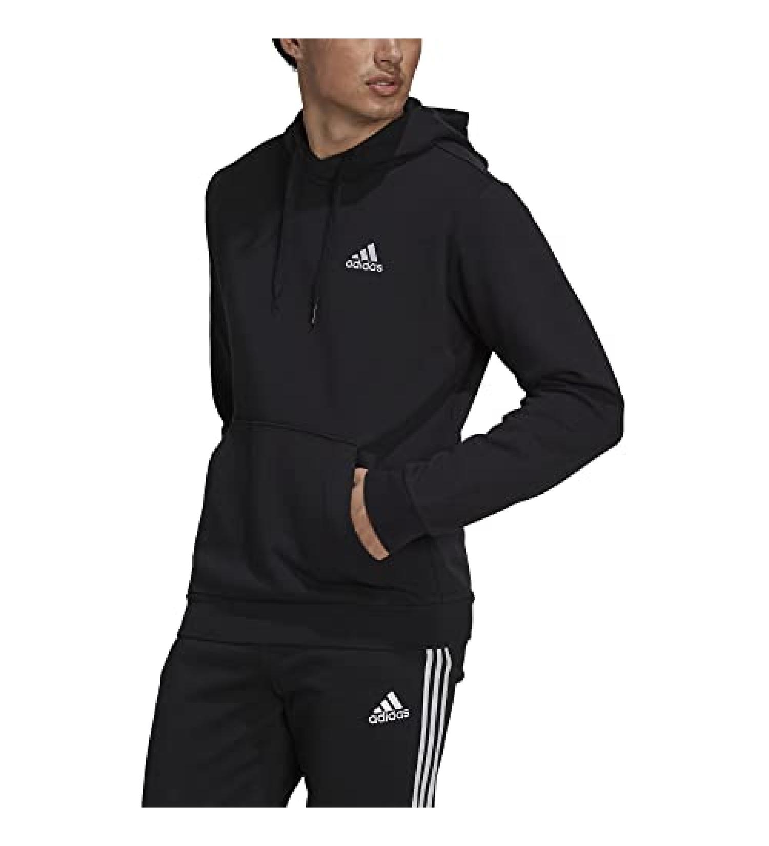 adidas Men's Essentials Fleece Hoodie - Large, Black/White - Buy Online on GoSupps.com