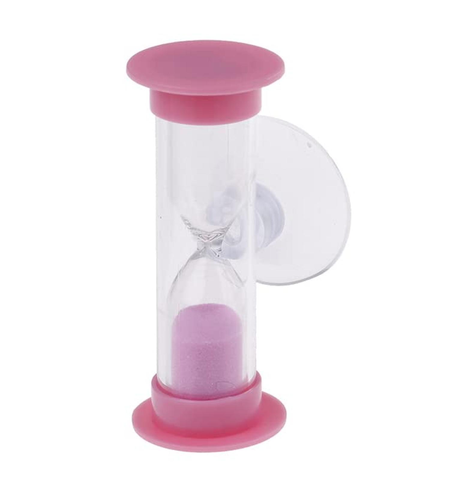 Children's Handwroll Toothbrush & 2-Minute Sandglass Timer - Mini Hourglass for Brushing Teeth (Pink) | International Shipping - Buy Online on GoSupps.com