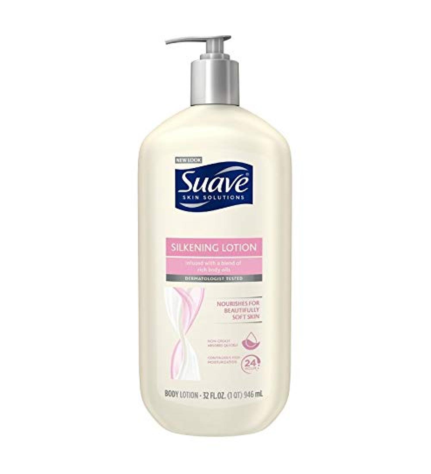 Suave Silkening Body Lotion - Baby Oil - 32 oz - 2 pk Powder Fresh 32 Fl Oz (Pack of 2)