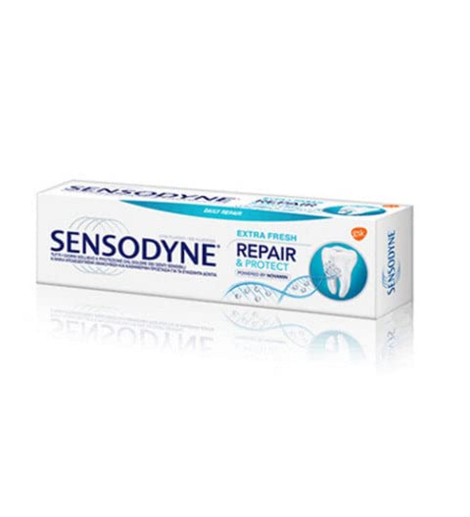 Sensodyne:Repair & Protect Extra Fresh Toothpaste  Powered by NovaMin 2.53 Fluid Ounce (75ml) Tube   Italian Import