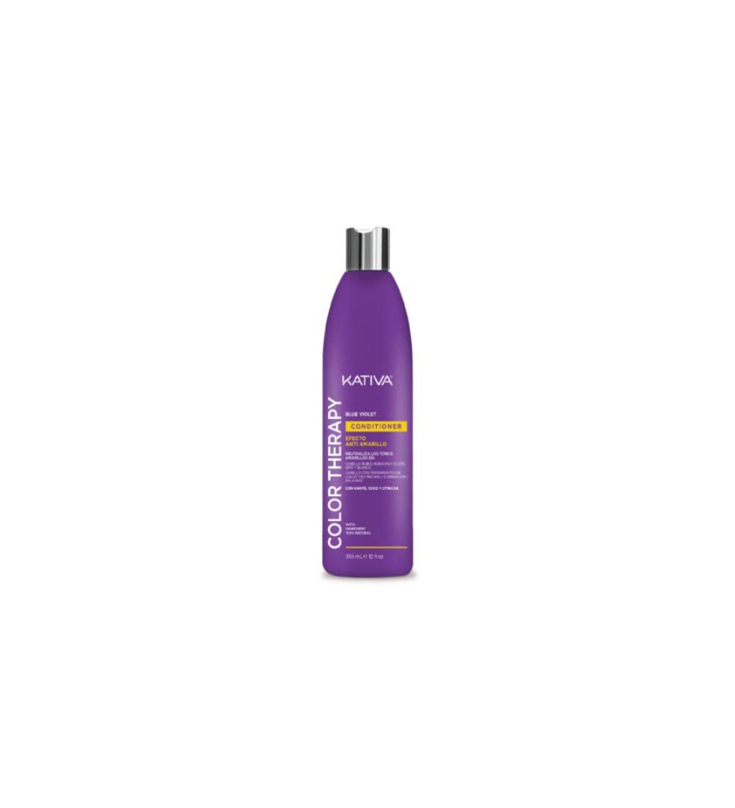 KATIVA KATIVA Color Therapy Blue Violet| Mattifying Conditioner 335ml | Anti-Yellow Effect Violet Conditioner | Shea Coconut & Citrus | No Salt Sulfates or Parabens | Blonde Grey or Grey Hair