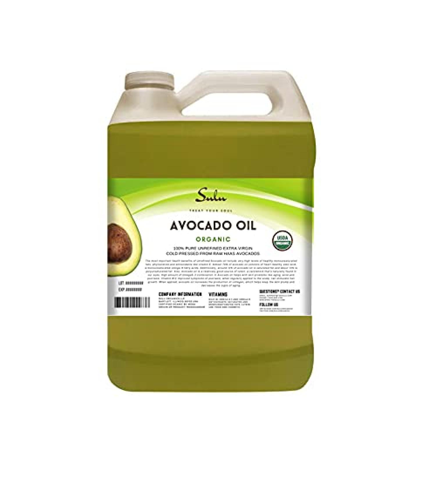 Certified Organic 4 LBS / 64 FL.OZ Unrefined Extra Virgin Raw Avocado Oil - Buy Online on GoSupps.com