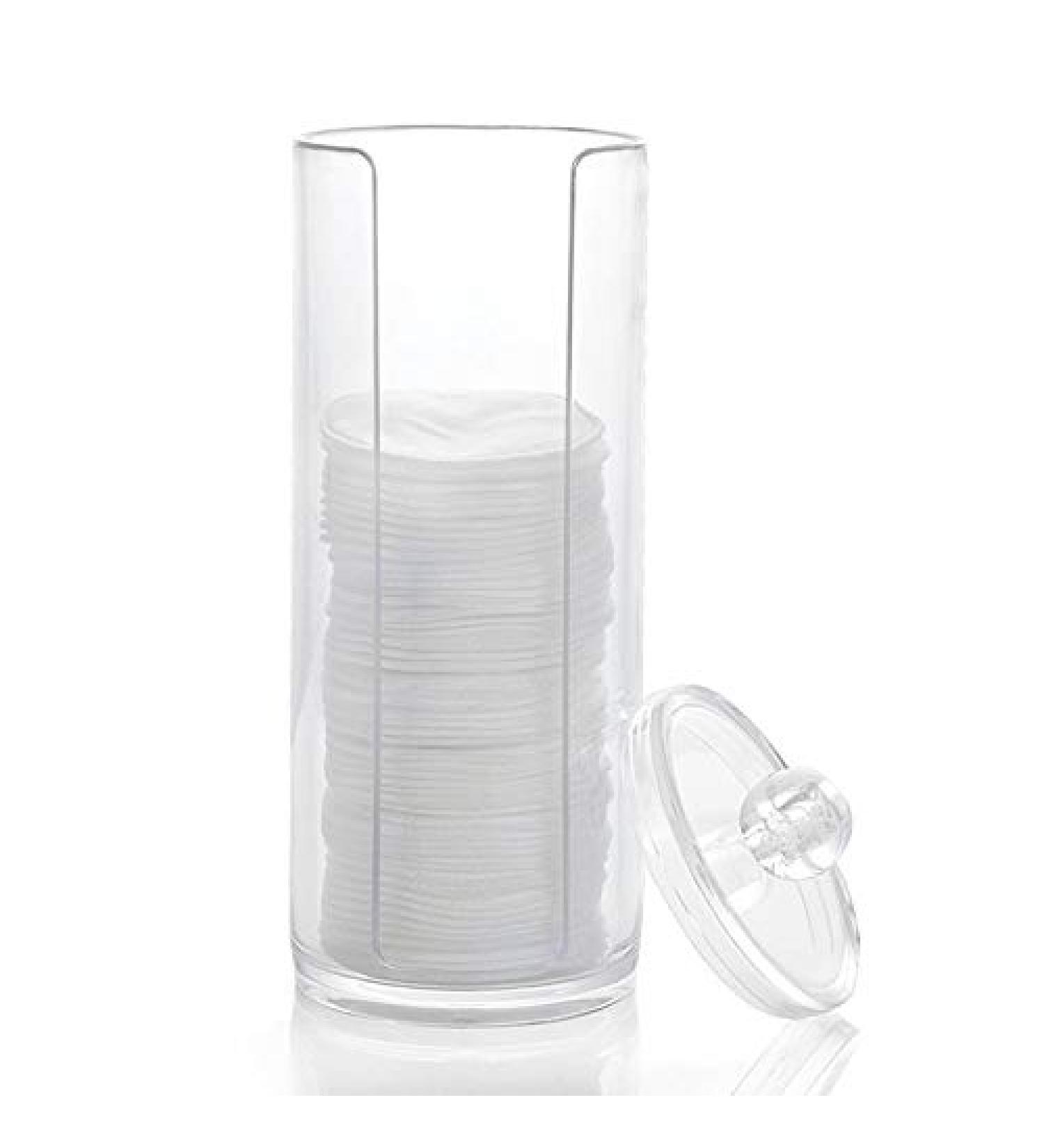 YSH Makeup Transparent Heightened Round Plastic Cosmetic Box Cotton Pads Storage Box Cosmetic Beauty Tool Kit - Buy Online on GoSupps.com