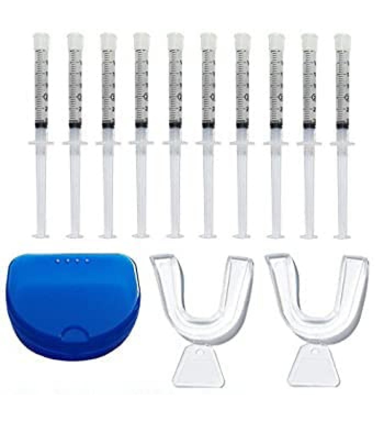 Teeth Whitening Kit 44% Carbamide Peroxide 10 Tooth Whitening Gel Syringe Dispensers 2 Thermo Forming Dental Trays with Convenient Storage Case.