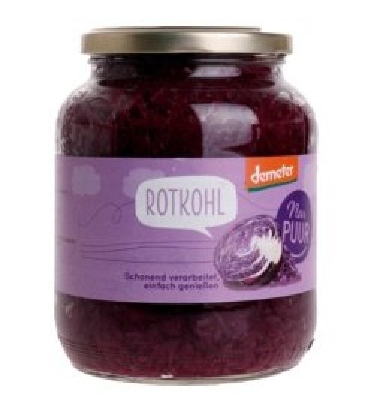 Only natural red cabbage in the glass (680 g) - organic