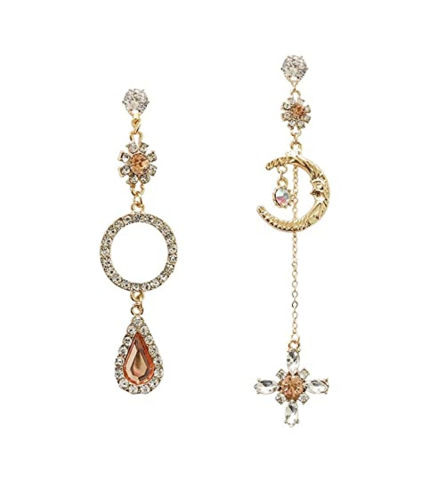 Earrings for Women Ladies Earrings Ladies Asymmetrical Rhinestone Pendant Earrings Ladies Fashion Golden Long Pendant Earrings Party Jewelry Fashion Earrings Earrings for Women - Buy Online on GoSupps.com