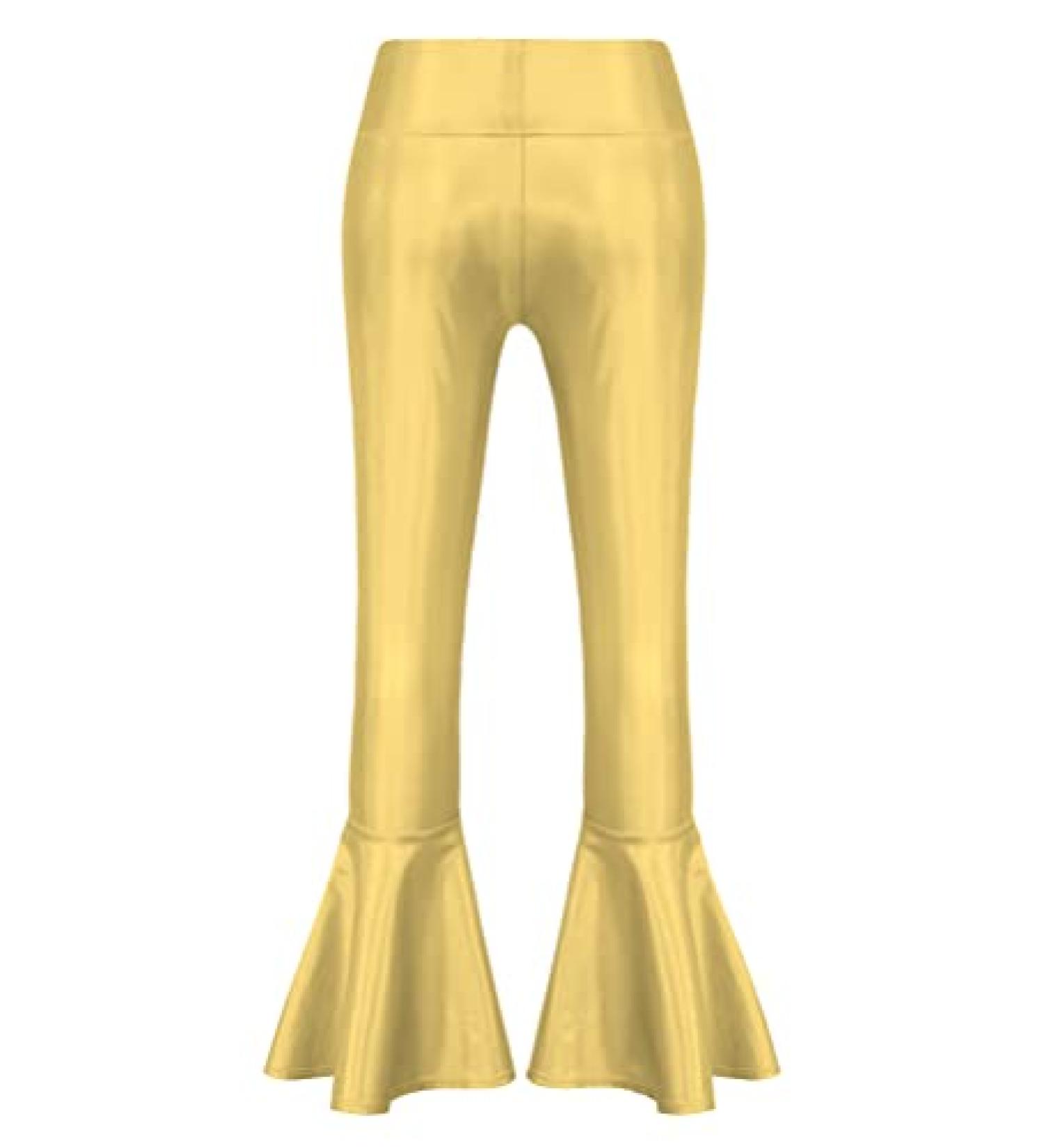 Aislor Kids Metallic Shiny Sequin Ruffle Bell Bottom Pants - Gold (Size 10) - Buy Online on GoSupps.com