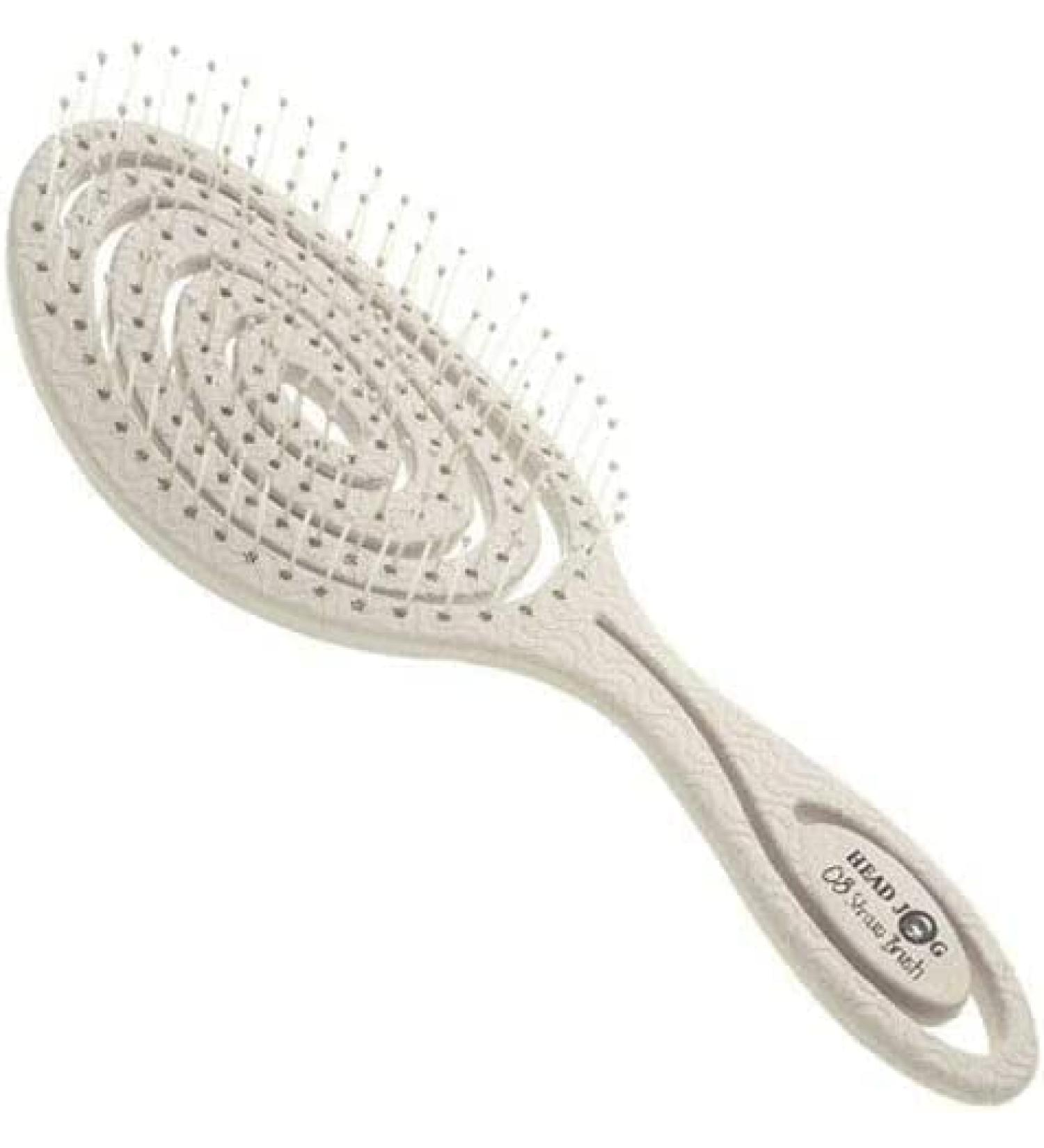 Head Jog 08 Paddle Brush with Flexible Soft Pin Bristles - Detangle Wet or Dry Hair, Ideal for Straight, Curly, and Wavy Hair - Original Collection Oatmeal - Buy Online on GoSupps.com
