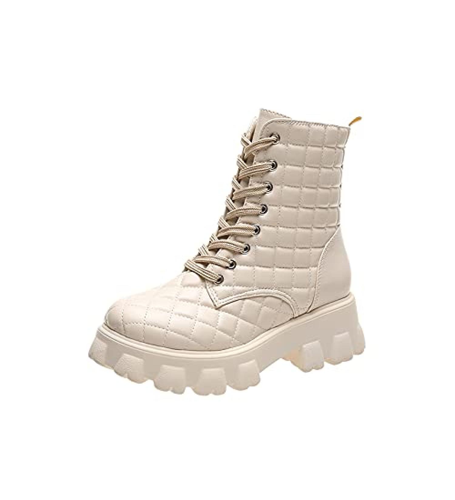 EKOUSN Women's Side Zipper Mid-Tube Platform Boots - White, Size 8.5 - Buy Online on GoSupps.com