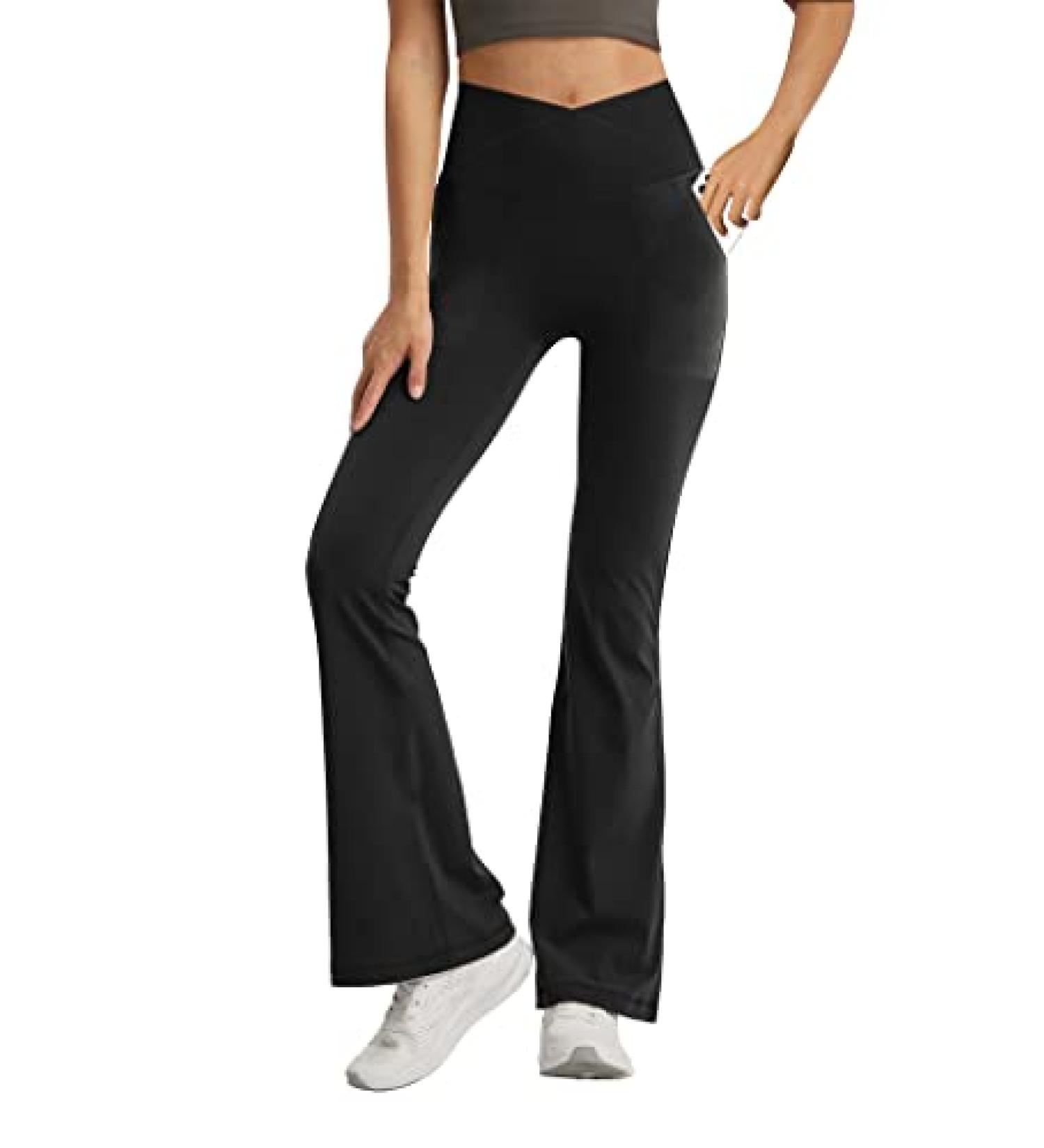 Jinhiteam Girls' Black Leggings with Pockets | High Waist Tummy Control Yoga Pants | Size 11-12 Years - Buy Online on GoSupps.com