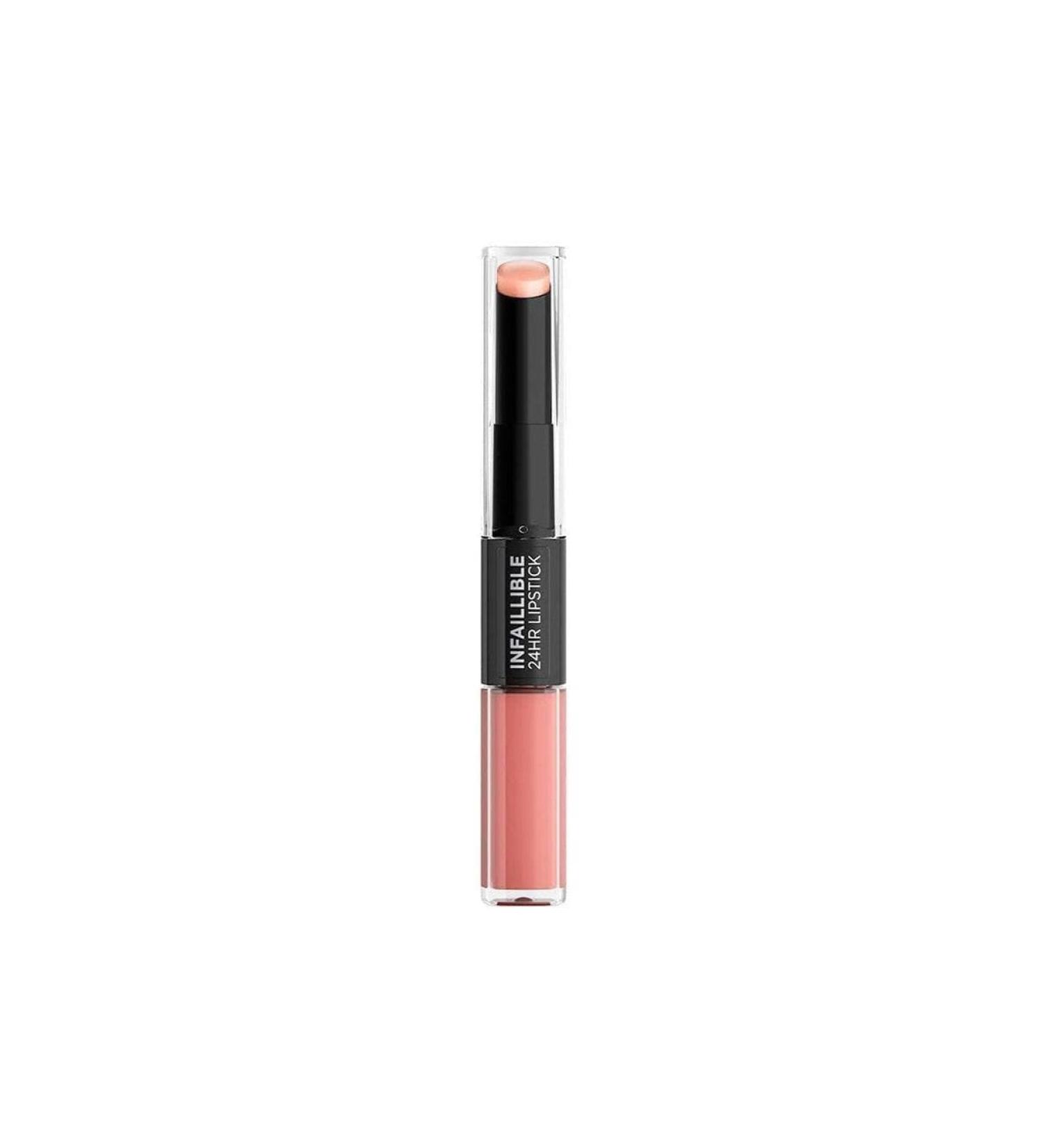L'Or al Paris Infaillible 2-Step 803 Eternally Exposed lipstick for 24 hours full lips with moisturizing lip care balm 803 Eternally Exposed 5.7 g (1 Pack)