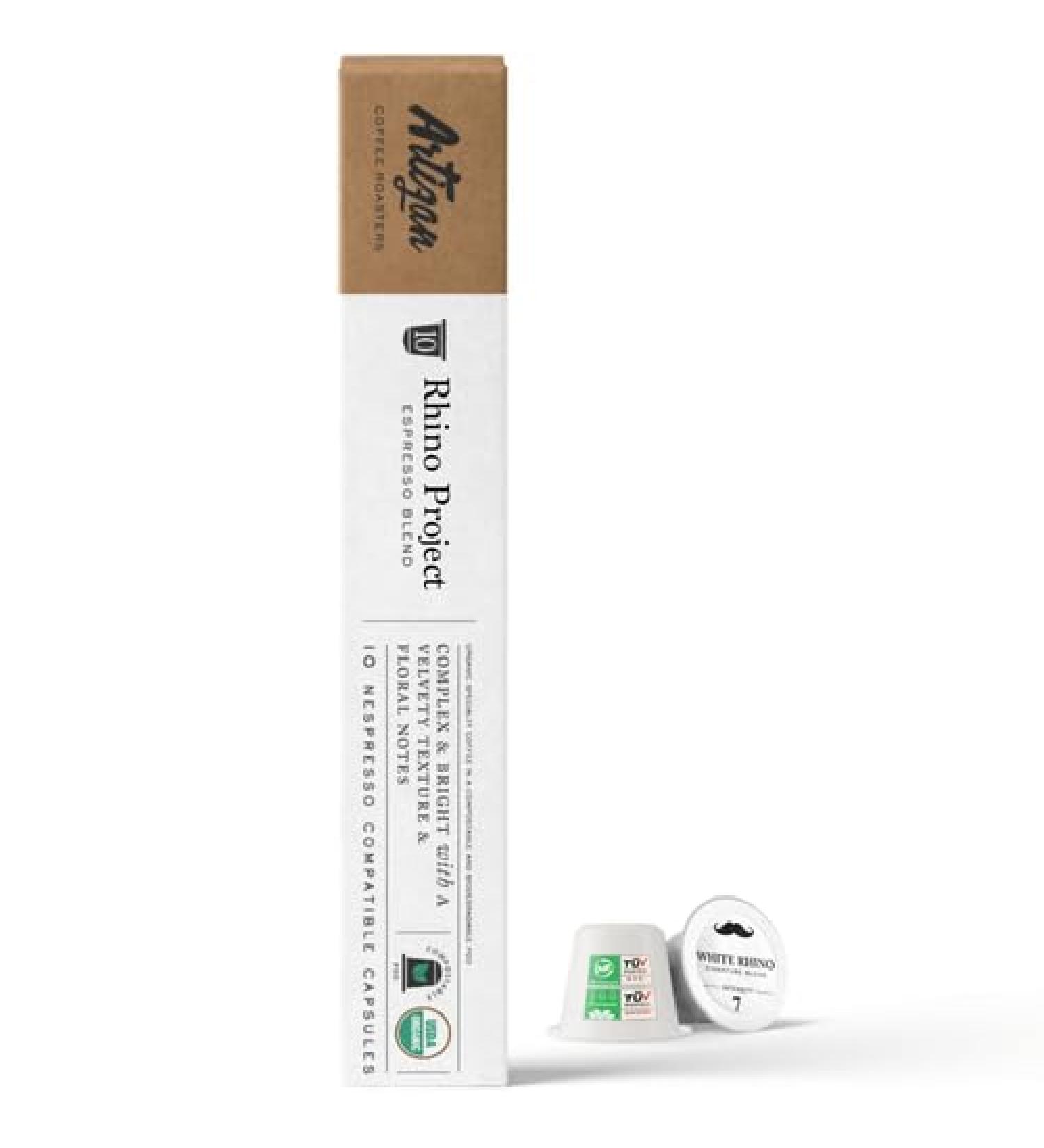 100% USDA Certified Organic Coffee - Nespresso Compatible Capsules - White Rhino Espresso Signature Blend (10 Pods) - Buy Online on GoSupps.com