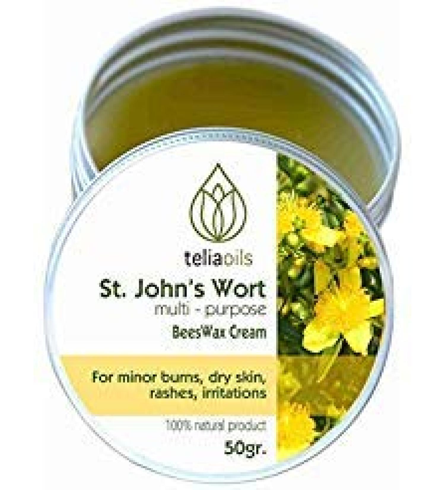 Teliaoils Organic St John s Wort Beeswax Dry Skin Cream 1.76 Ounce (Pack of 1)