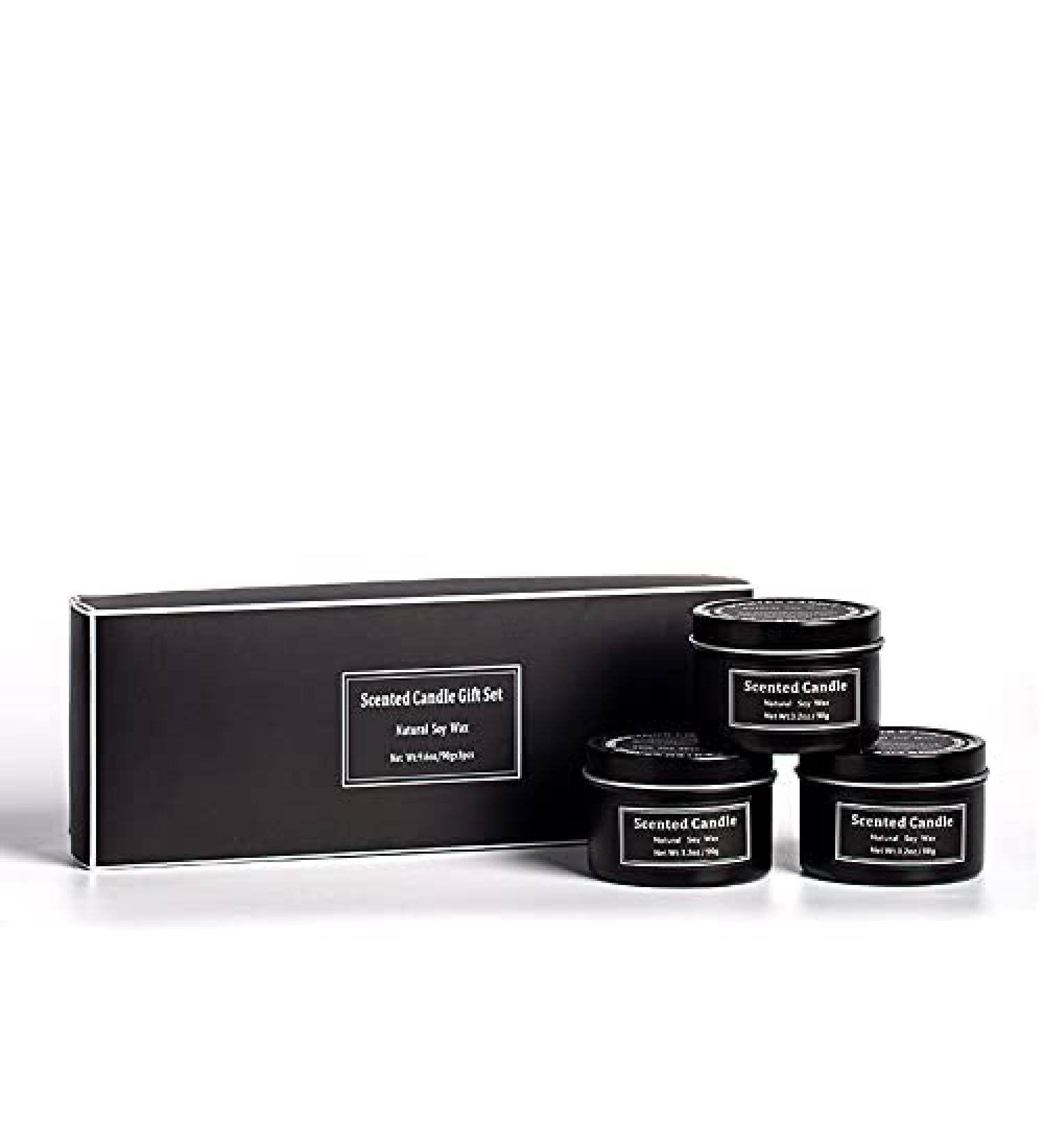 Scented Candle Gift Kit - Aromatherapy Soy Wax for Stress Relief & Relaxation | Perfect for Home Women Festivals Bath & Yoga | Black Tinplate Jar - Buy Online on GoSupps.com