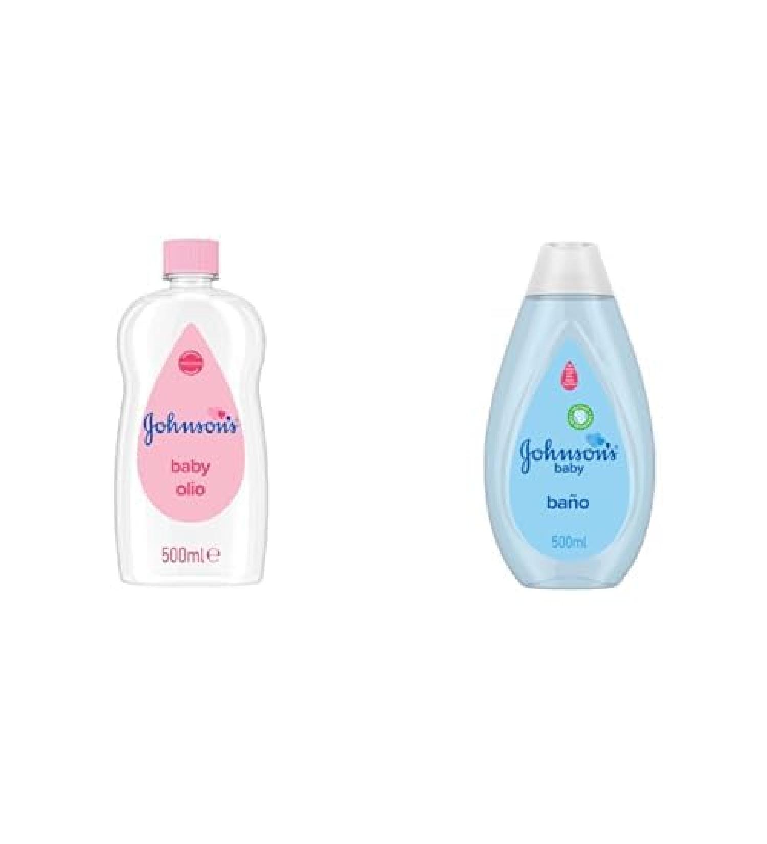 Johnson's Baby Huile pour b b (500 mL)+ Bain (500 mL) Test par des p diatres et des dermatologues Formule sans colorants avec un pH quilibr