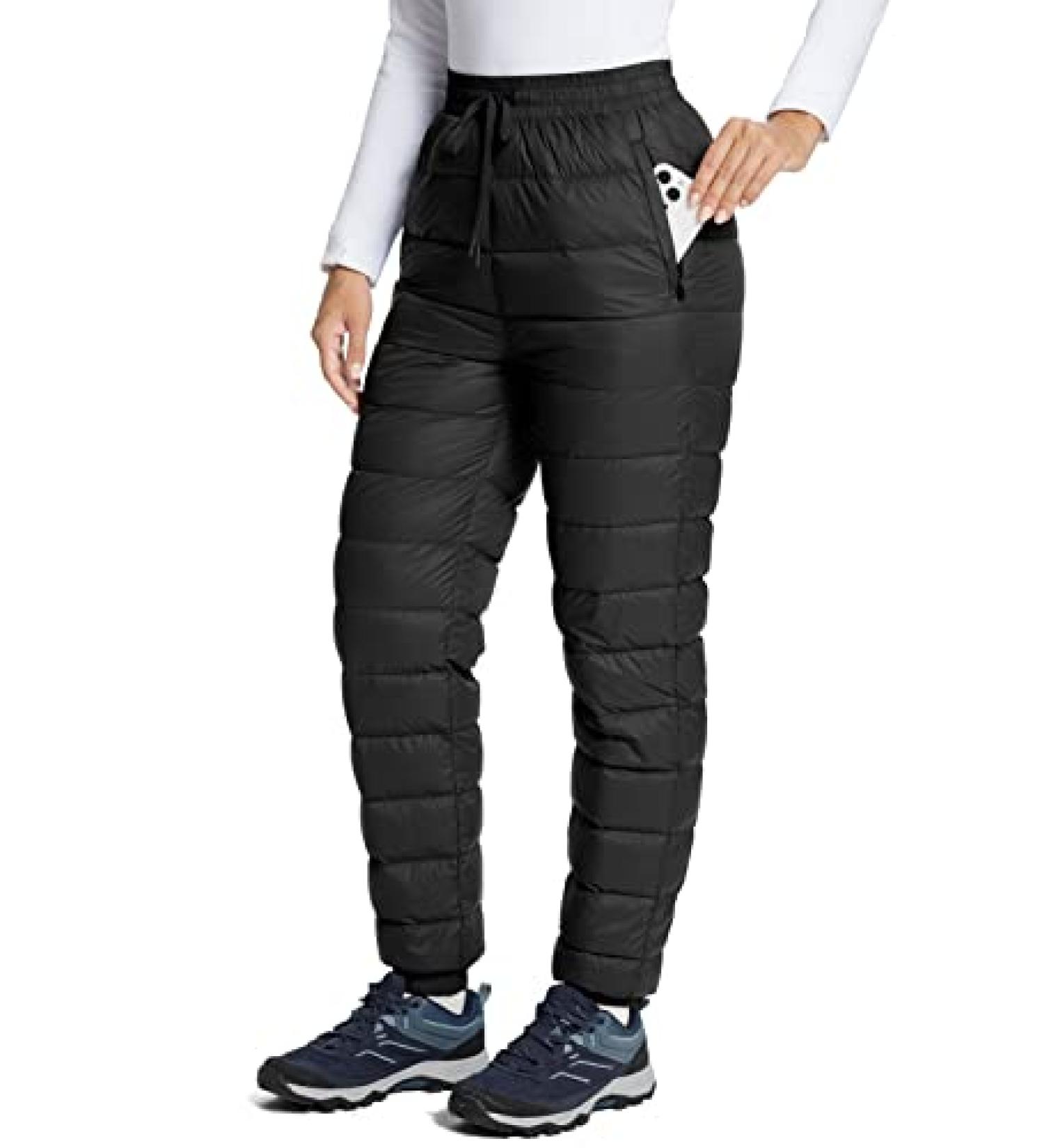 BALEAF Women's Ultralight Down Winter Pants | Water-Resistant Ski Snow Puffer Pants - Black (Small) - Buy Online on GoSupps.com