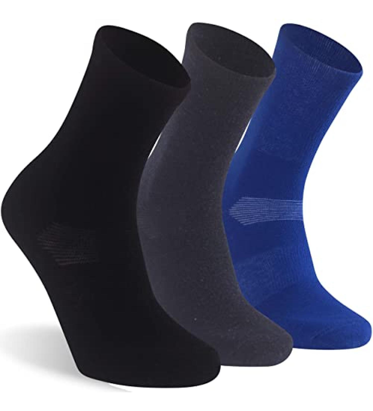 RTZAT Merino Wool Athletic Calf Socks - 3 Pack (Black/Blue/Grey) - Men Women Medium - Buy Online on GoSupps.com