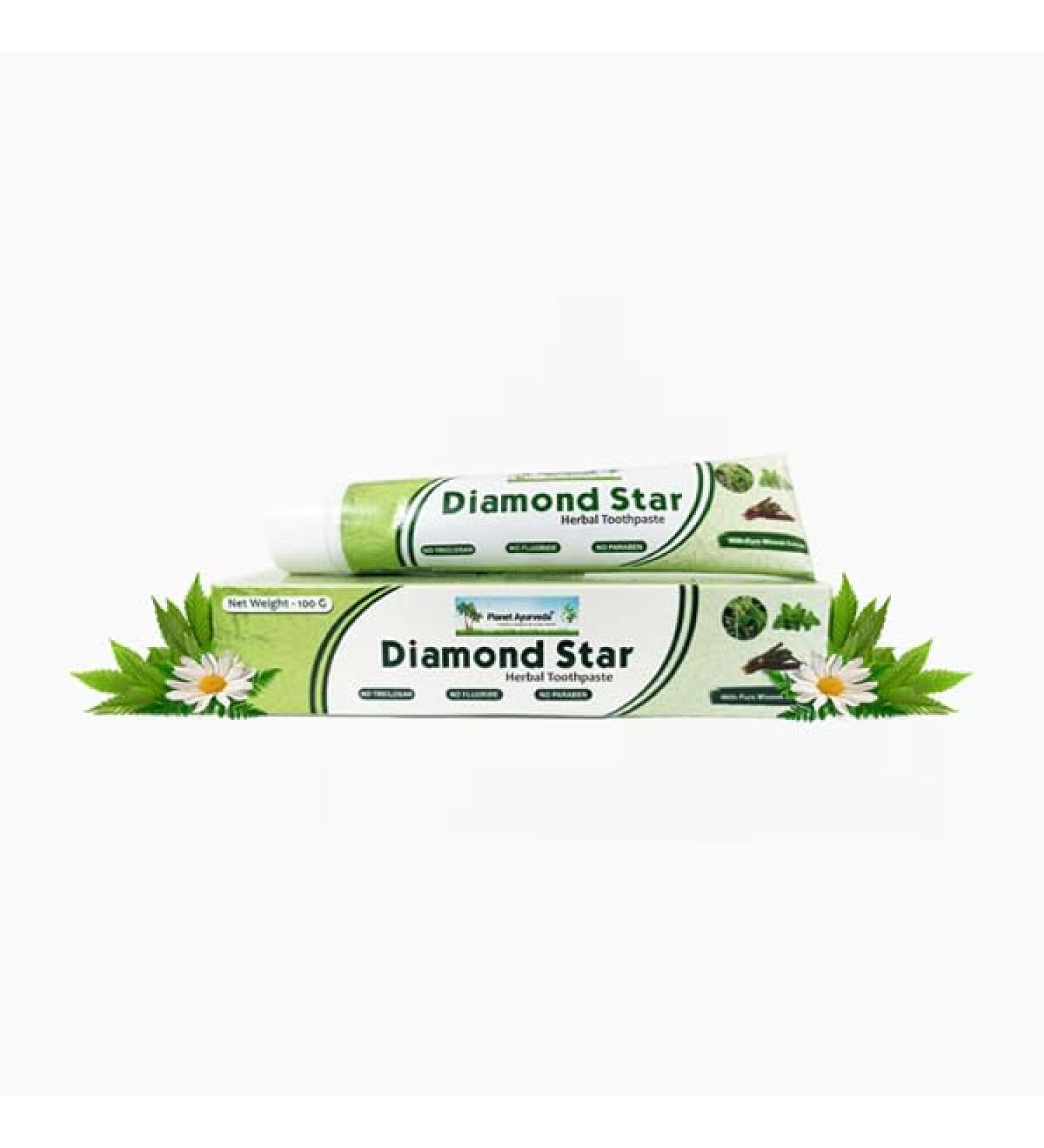 Planet Ayurveda Diamond Star Herbal Toothpaste 100 gm | Ayurvedic Mints Ajwain & Miswak for Naturally Fresh Breath & Gentle Gum Care | Fluoride-Free Chemical-Free Paste (Pack of 2) - Buy Online on GoSupps.com