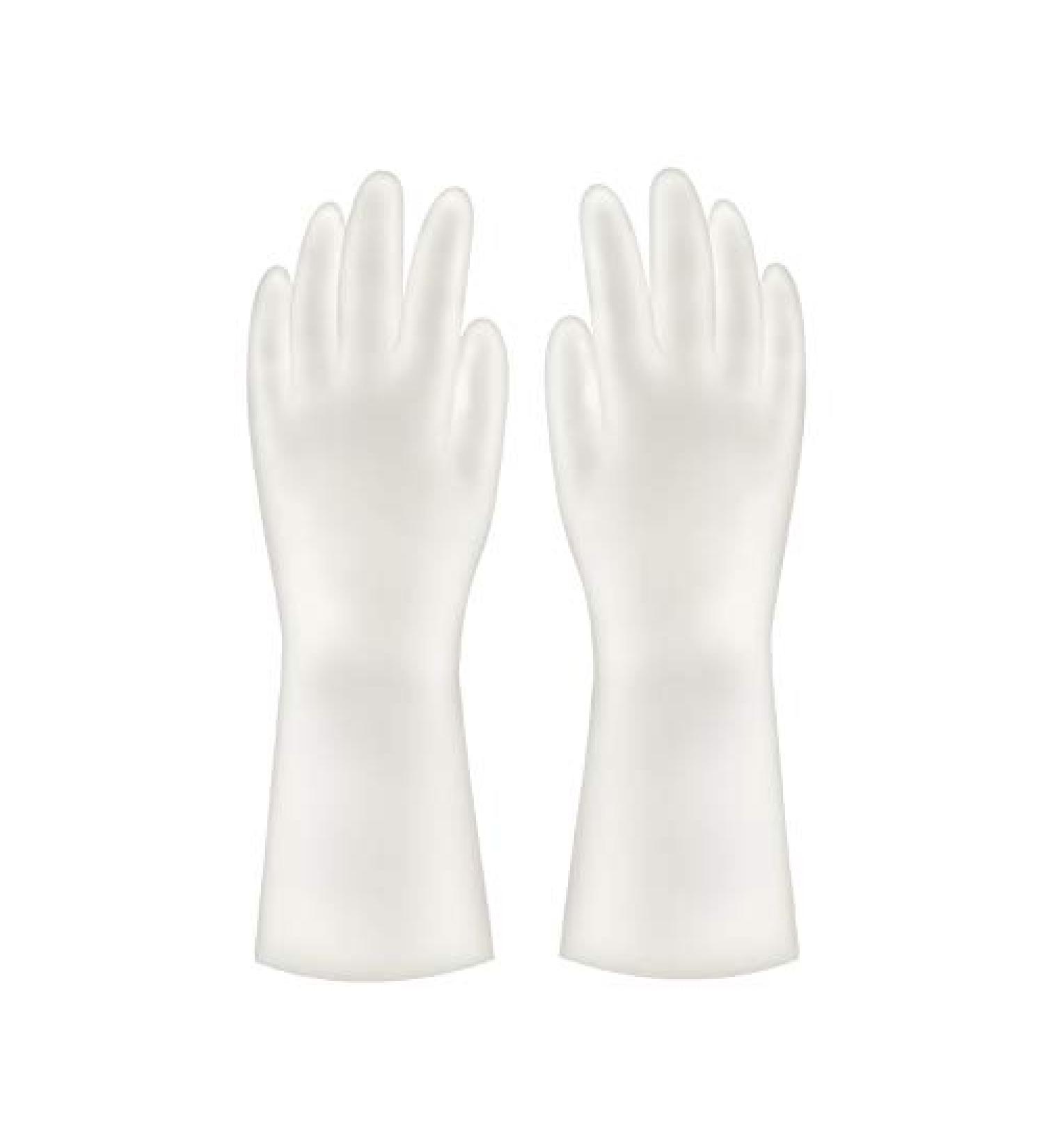 Gloves Transparent White Household Washing Dishes and Clothes Waterproof Plastic Household Cleaning Non Slip Durable high Temperature Resistant Thin Gloves Purewhite-noprinting - Buy Online on GoSupps.com