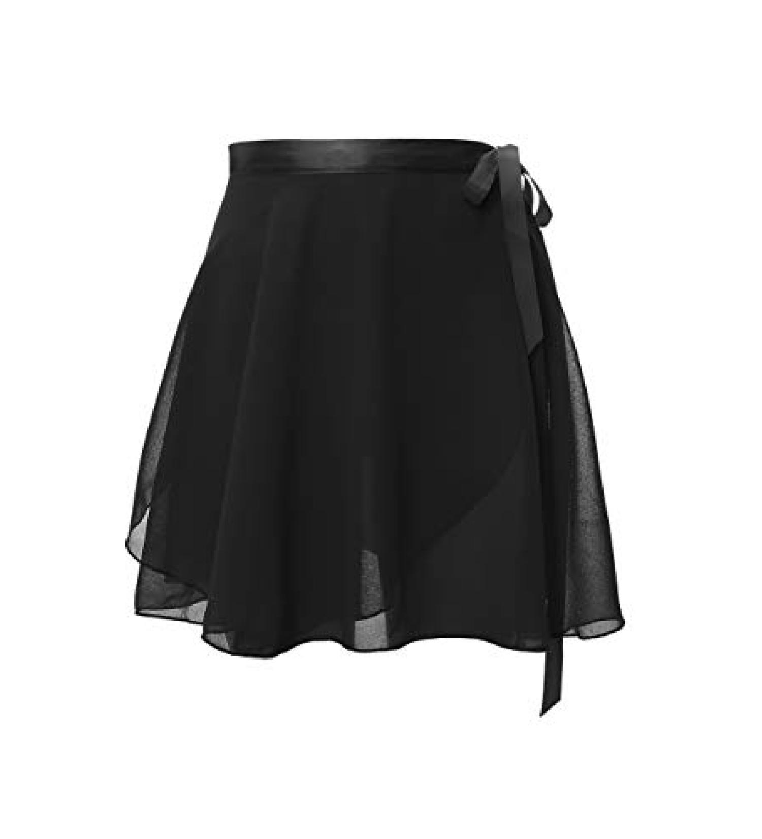 Daydance Black Sheer Chiffon Ballet Wrap Skirt for Girls and Women - X-Large - Buy Online on GoSupps.com