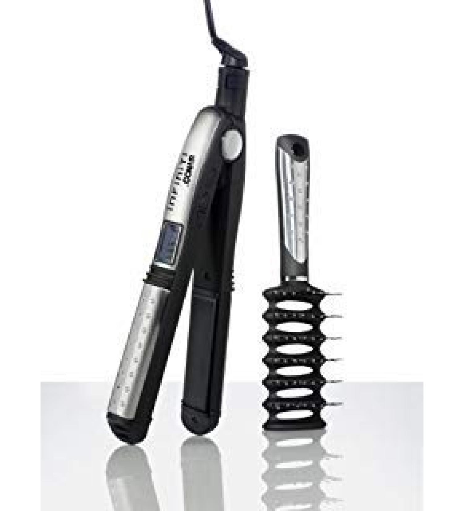 Conair CS31L Limited Edition Swarovski Crystal Infiniti Instant Heat Ceramic Straightener with Tourmaline Ceramic Vent Brush Black/Silver 1 Inch