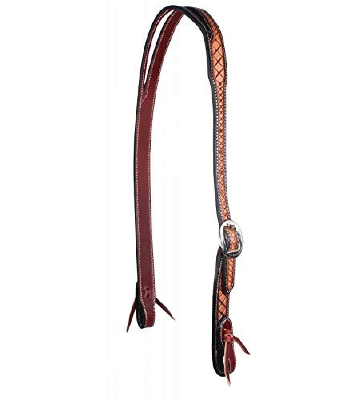 Professional's Choice Leather Head Harness Horse Headstall Split Ear Crosshatch