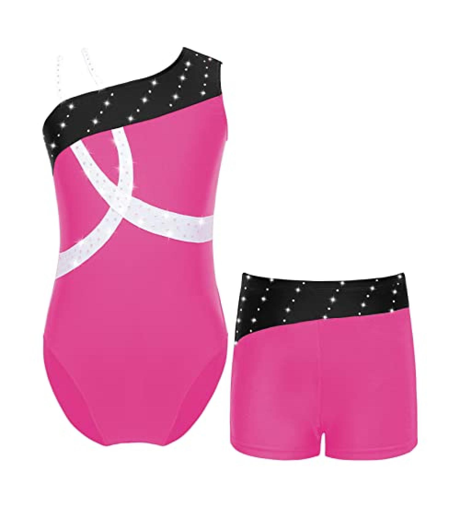 Jowowha Girls Sparkly Ballet Dance Outfit with Shorts Set - Hot Pink 8 Years - Buy Online on GoSupps.com
