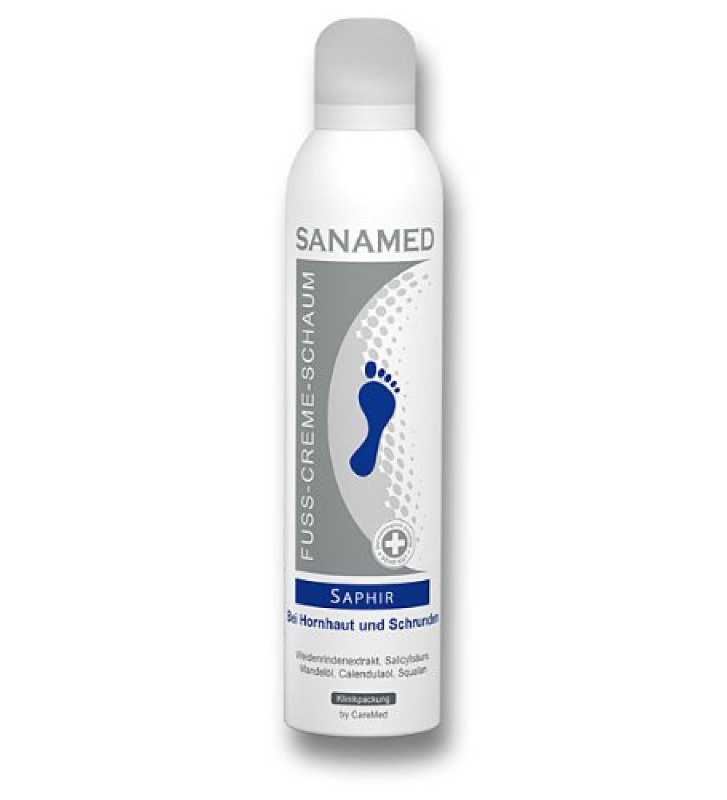 Sanamed Foot Cream Foam Sapphire Foot Foam for Calluses Cracked Skin with Urea 300 ml 300 ml (1 pack)