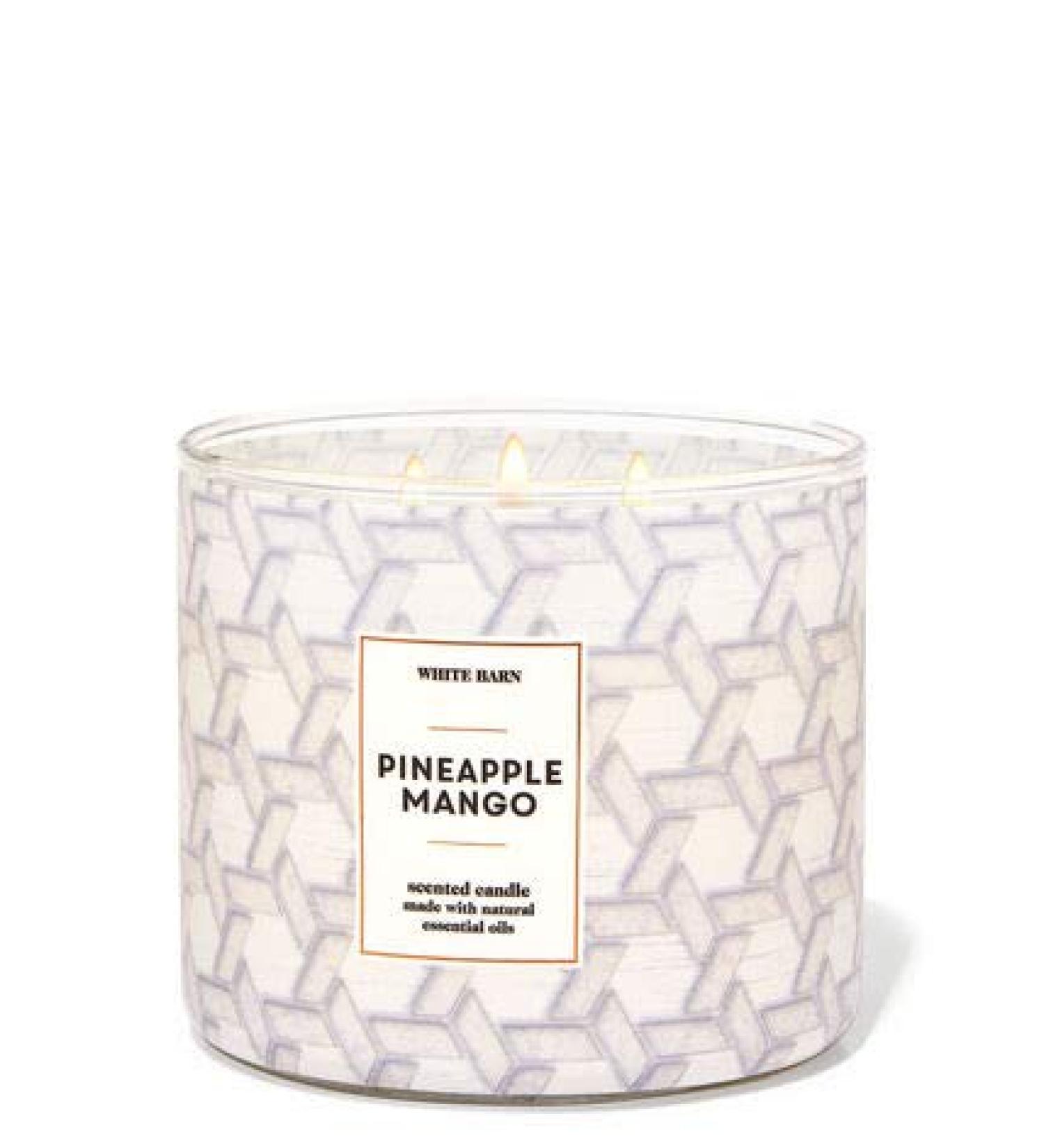 Bath and Body Works White Barn 3-Wick Candle w/Essential Oils - 14.5 oz - 2021 Fresh Spring Scents! (Pineapple Mango)