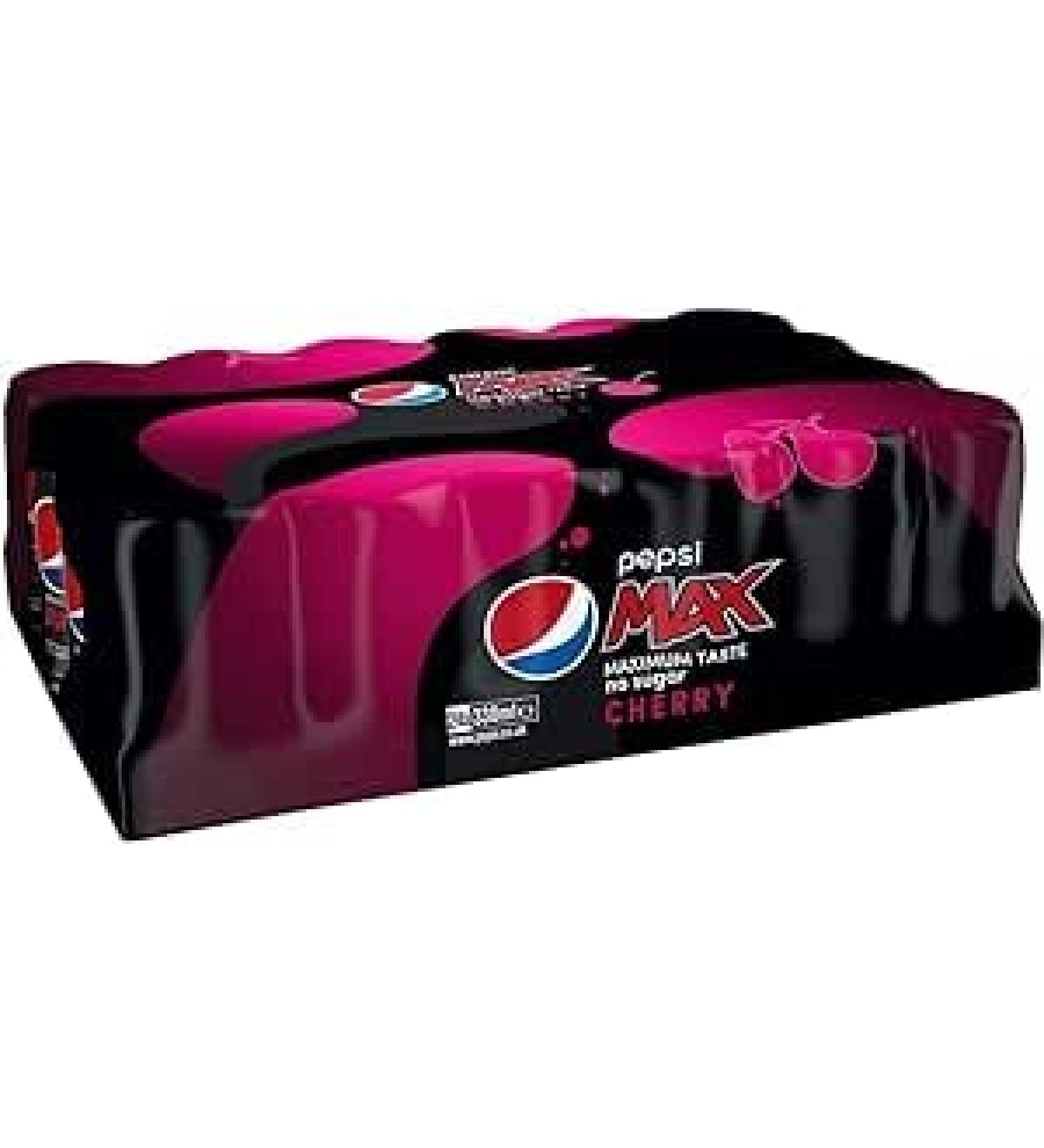 Pepsii Max Cherry No Sugar Cola Cans - 24 x 330ml | Bold Cherry Flavor Zero Sugar | Carbonated Low Calorie Cherry Cola Flavoured Soft Drink with Sweeteners by KING BAJ - Buy Online on GoSupps.com
