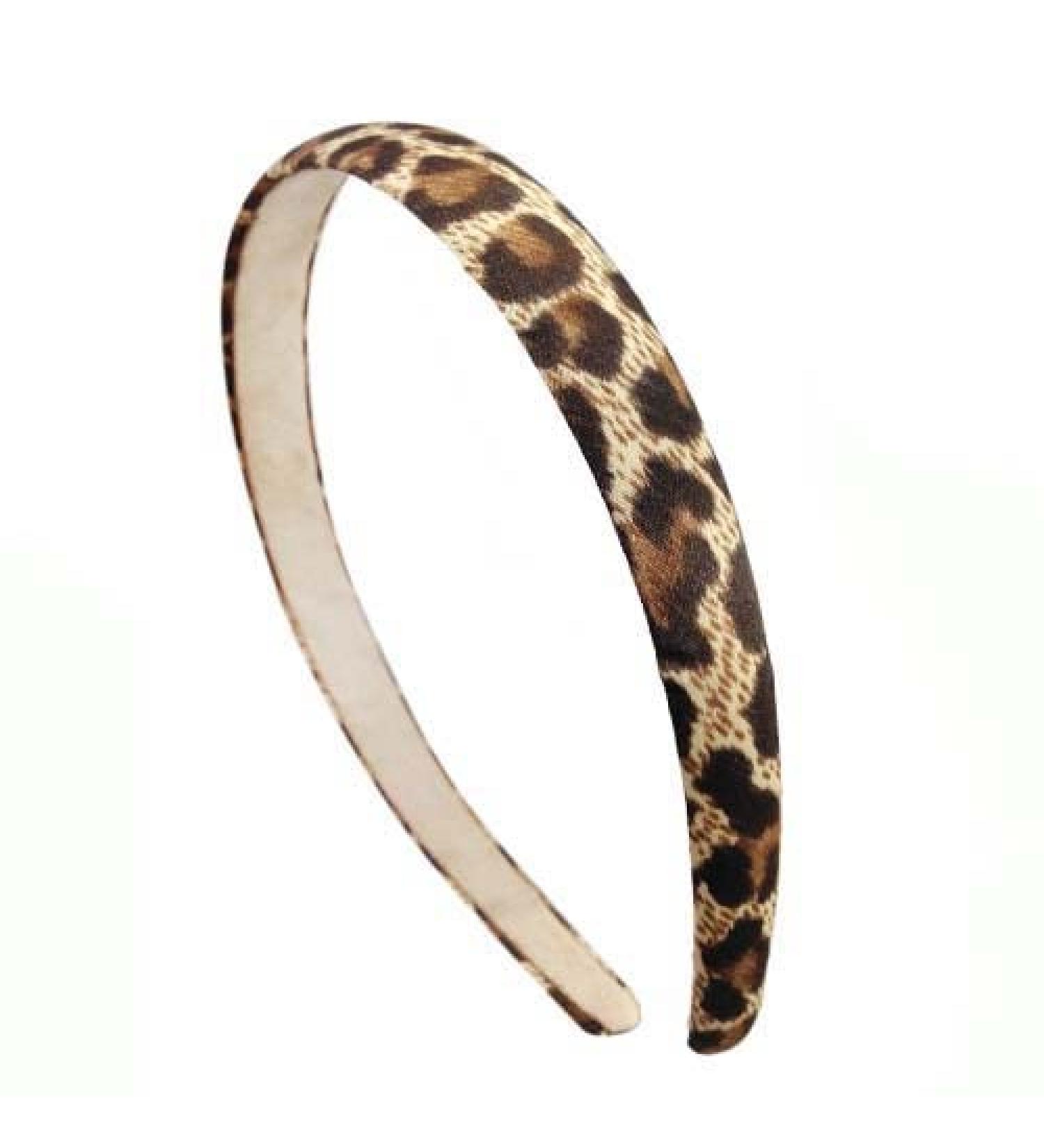 41-309 - Headband curved cm 1 5 fabric leopard - Headbands and hair clips brown