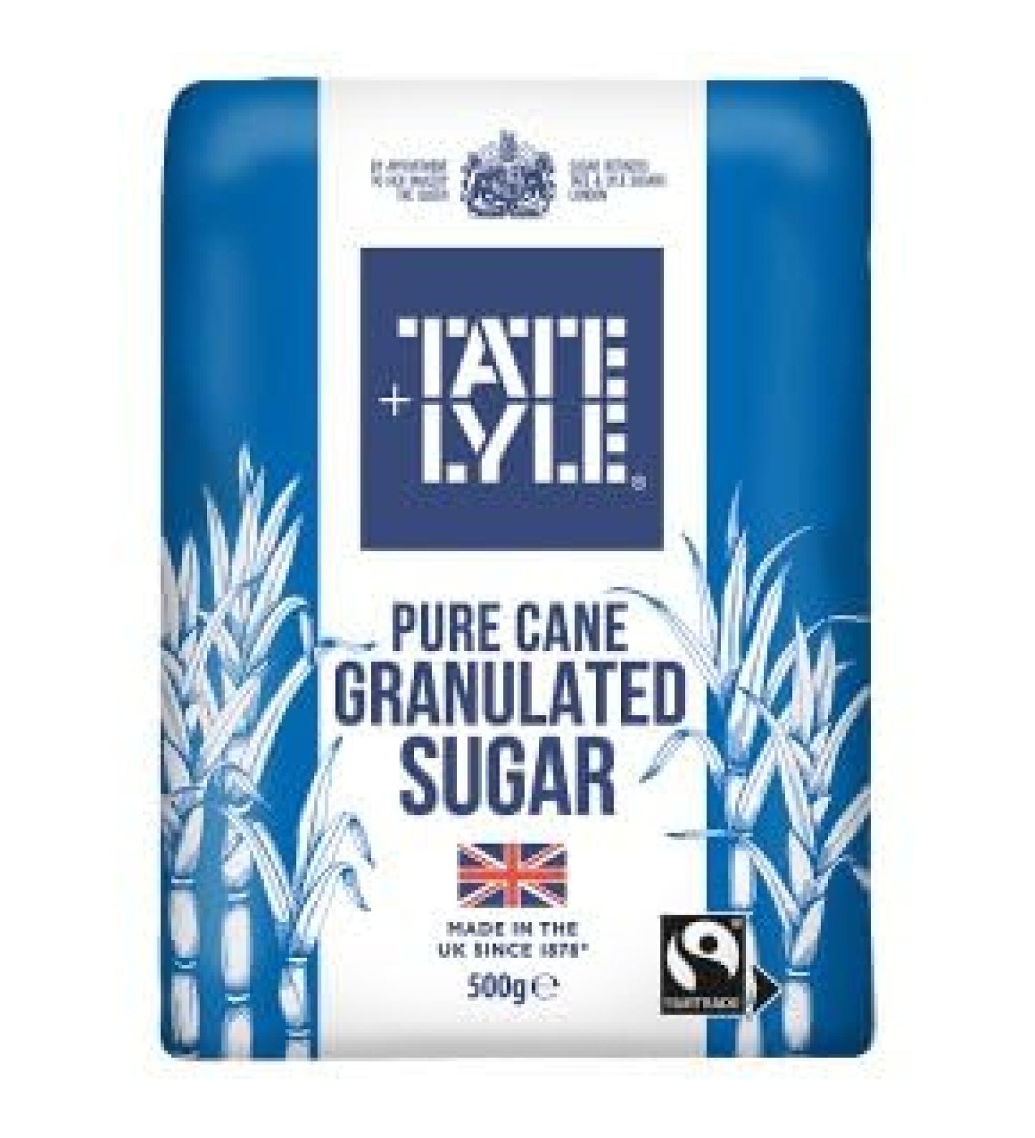 Tate & Lyle | Fairtrade Granulated Sugar 500g | Pure Cane Sugar | Suitable for vegetarians and vegans - Buy Online on GoSupps.com