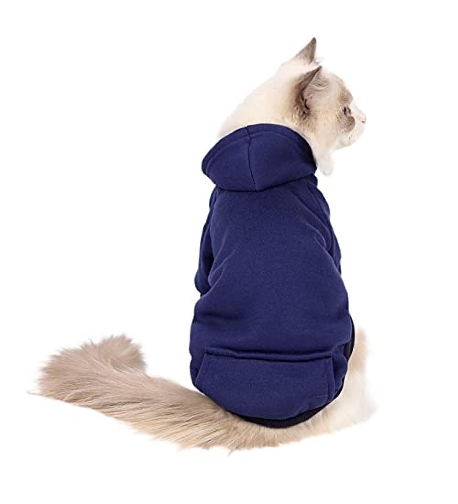Losuya Dog Hoodies Clothes Pet Cat Cotton Warm Hoodies Coat Sweater for Small Dogs Cats (Navy XS) Navy XS - Buy Online on GoSupps.com