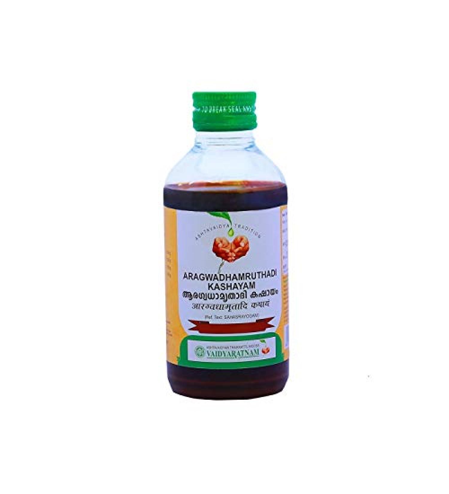 Pack of 2 Vaidyaratnam Oushadhasala Aragwadhamruthadi Kashayam (200 ml) – by Venus.Exports