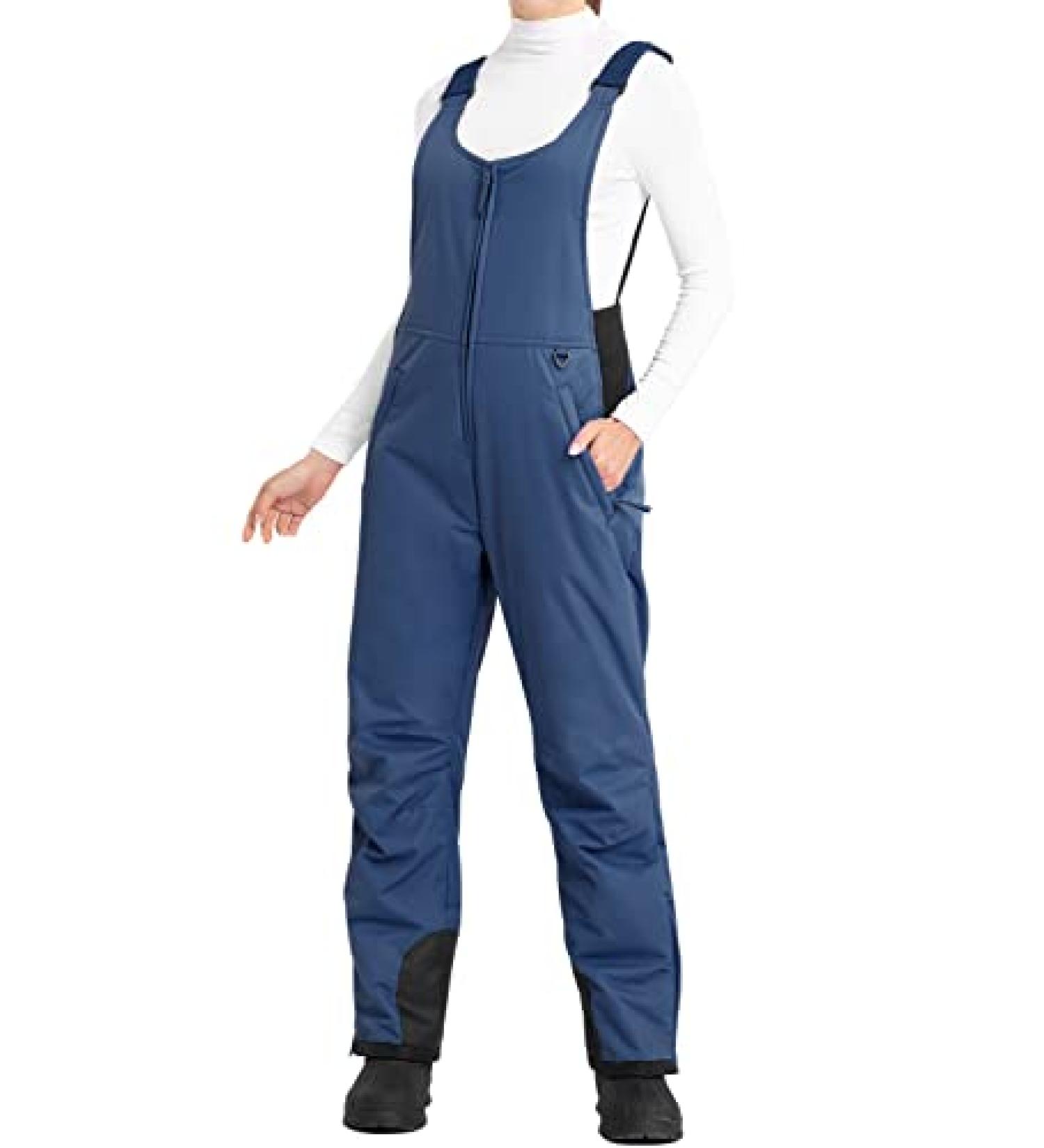 Ohuhu Women's Snow Bibs | Insulated Ski Overalls for Snowboarding | X-Large/30 Inseam Navy - Buy Online on GoSupps.com