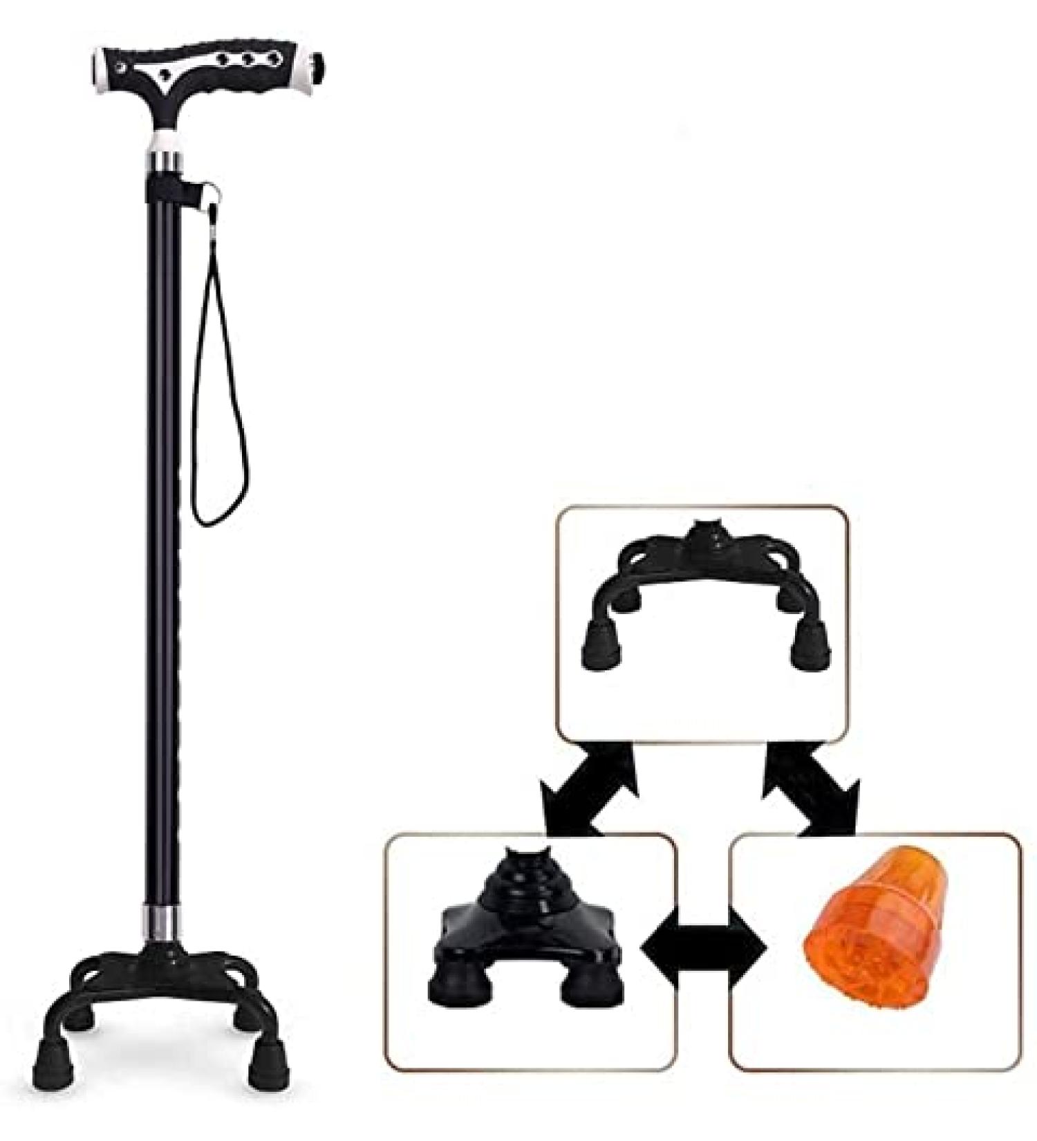 Walking Stick Cane Elderly Aluminum Alloy Walker Adjustable Base T-Handle Lighted Walking Stick 10-Speed Expansion Three-Legged Interchange Length 76-99 cm Wine red Black Elderly suppli - Buy Online on GoSupps.com