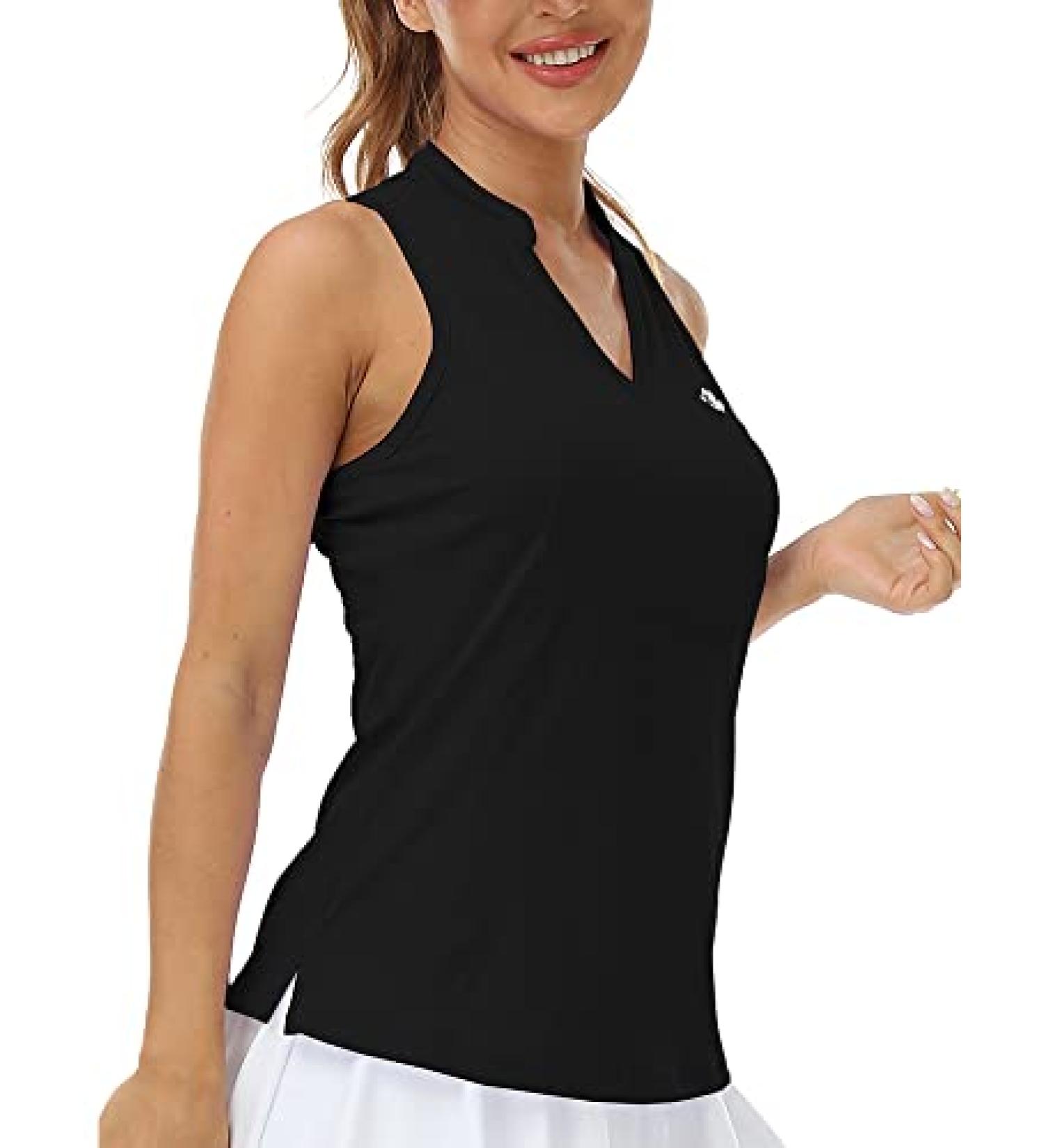 MoFiz Women Racerback Sleeveless Golf Polo Shirt - Black Medium - Buy Online on GoSupps.com