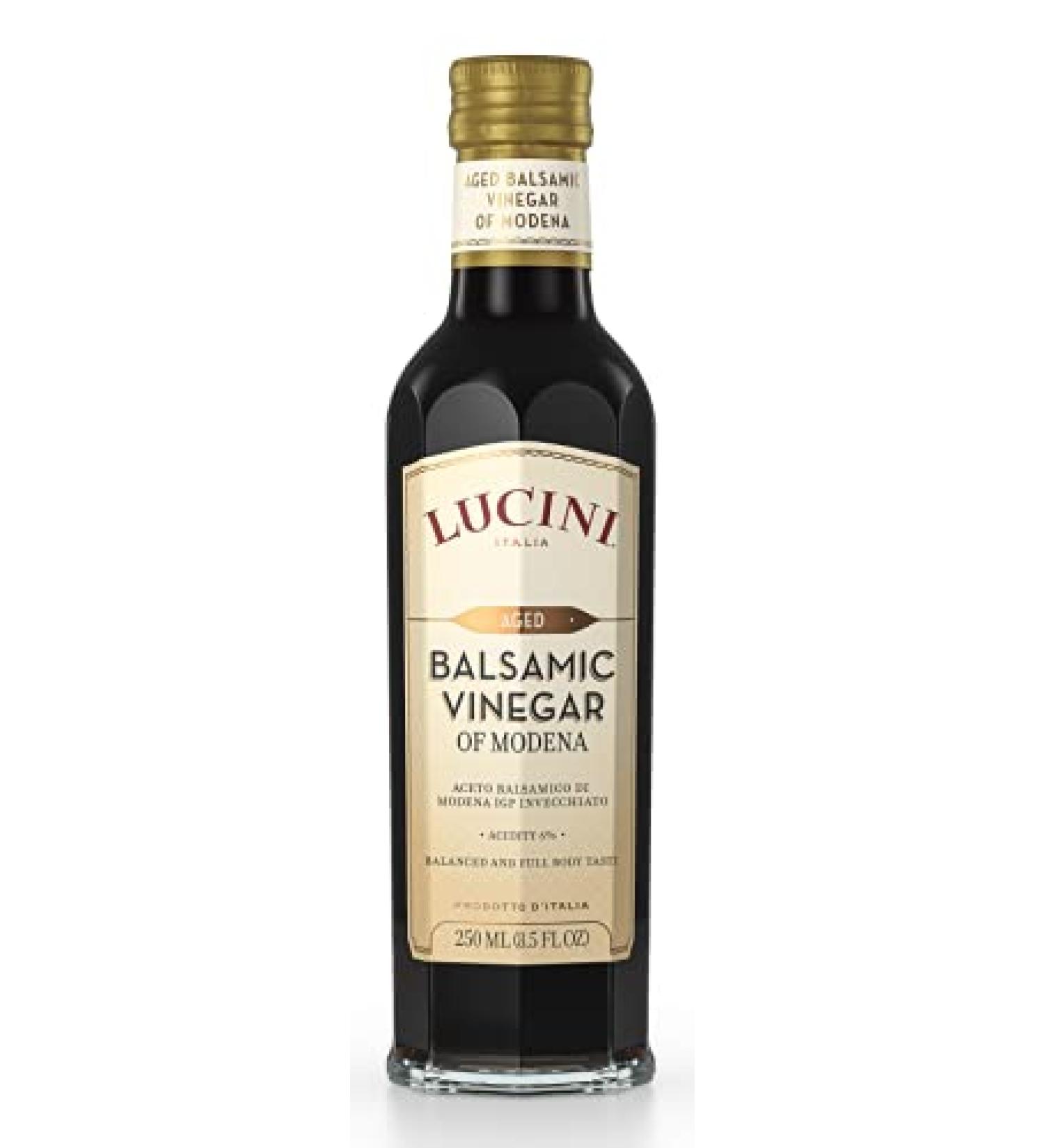 Lucini Aged Balsamic Vinegar of Modena - 250mL Non-GMO, Whole30 Approved (1 Pack) - Buy Online on GoSupps.com