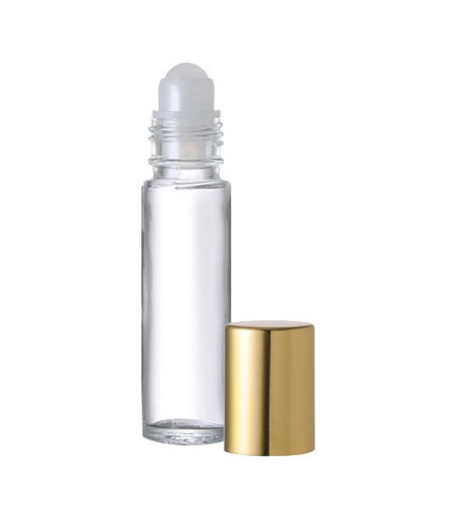 Roll on Refillable Perfume Bottle with Gold Cap Purse or Travel Size 1/3 oz. 10ml. INCLUDES 1 FREE 5ml. DROPPER FOR EASY FILLING