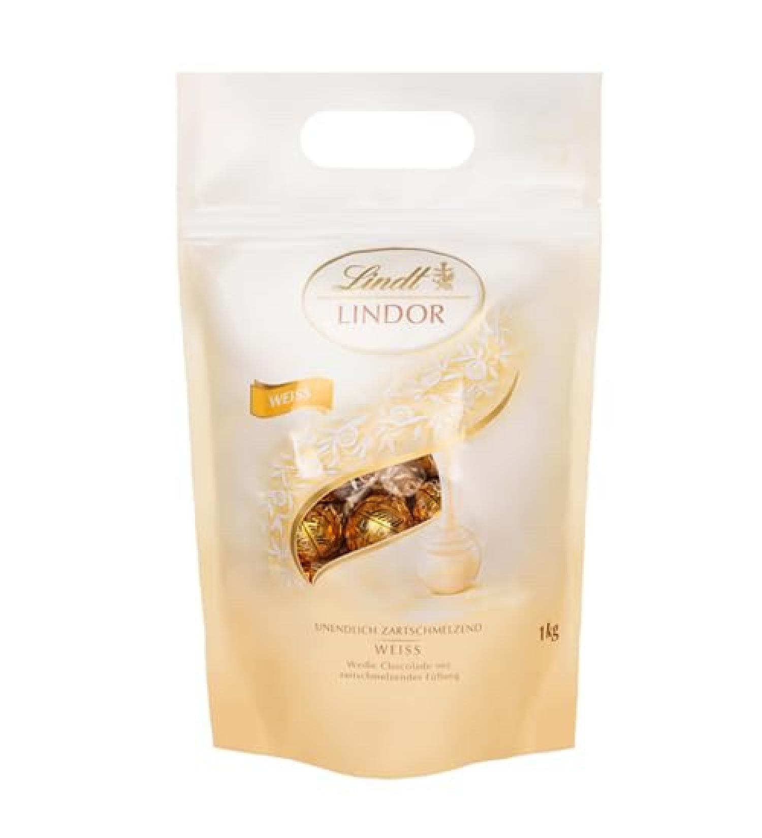 Lindt Lindor sac blanc rempli de boules Lindor en chocolat blanc Lindt fourr fondre dans la bouche 3 x 1kg