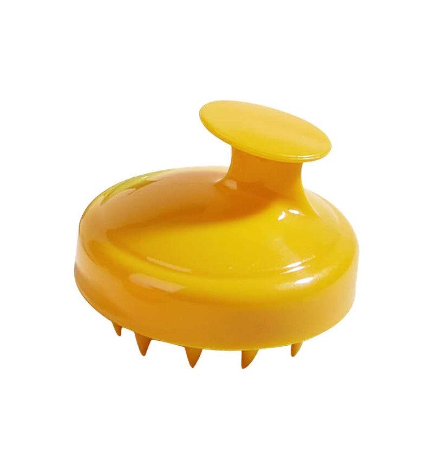 Scalp massager soft silicone shampoo brush hairdressing salon at home massage shampoo brush scalp cleaning bathing comb shampoo brush (color: blue) (color: geel)