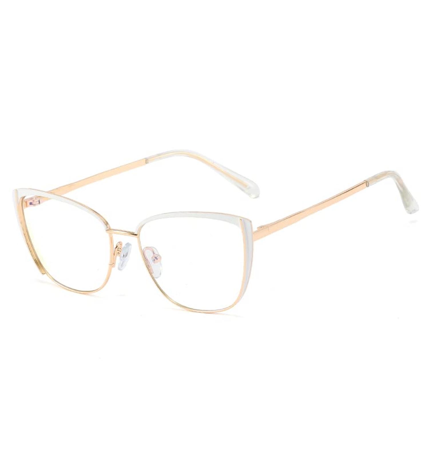 Buy Kachawoo Blue Light Blocking Cat Eye Glasses for Women | Retro White Gold Metal Frame | Anti-Blue Light Computer Glasses - Buy Online on GoSupps.com