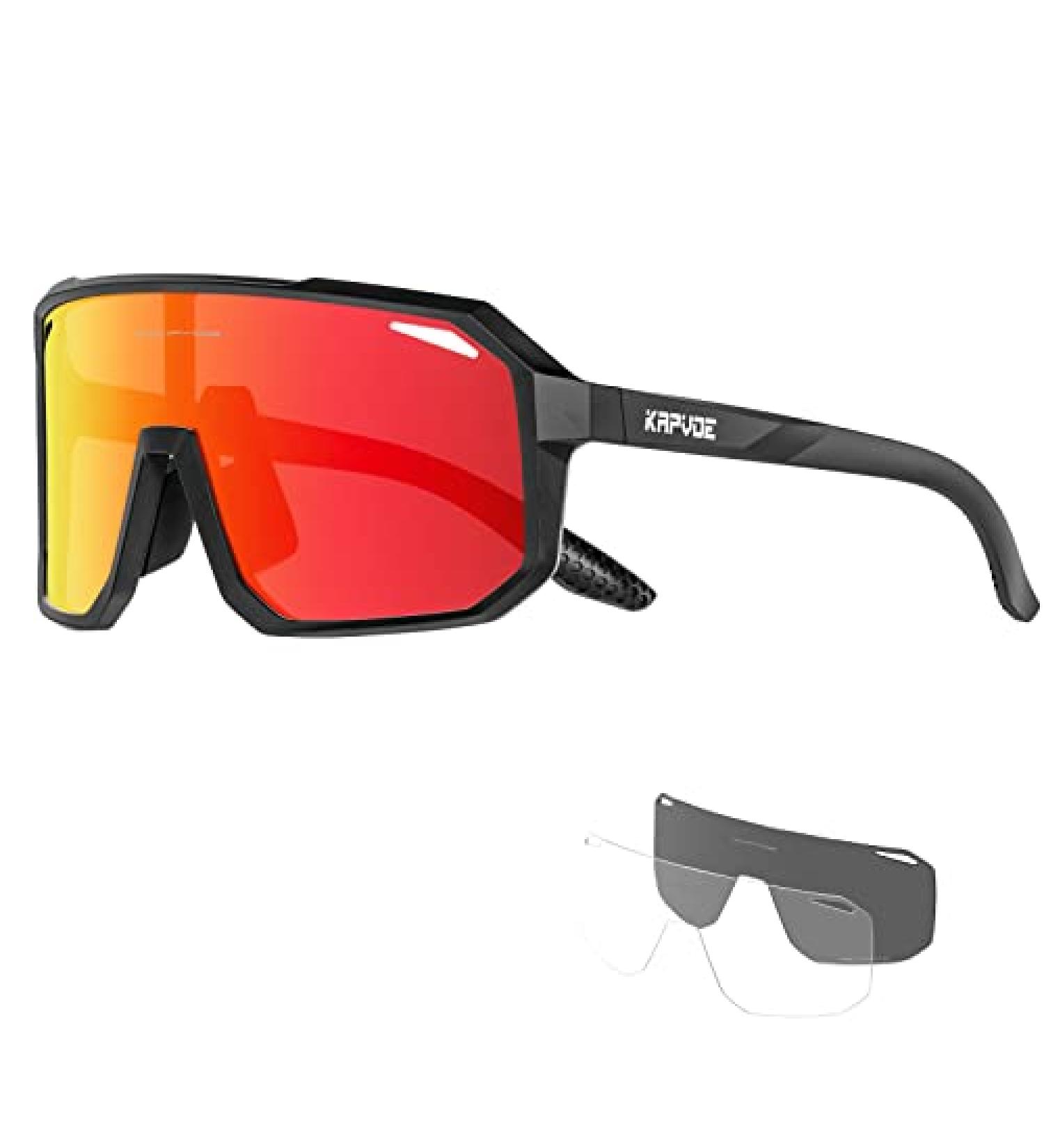 KAPVOE Polarized Cycling Glasses with 3 Interchangeable Lenses TR90 Sports Sunglasses Women Men 01 - Buy Online on GoSupps.com