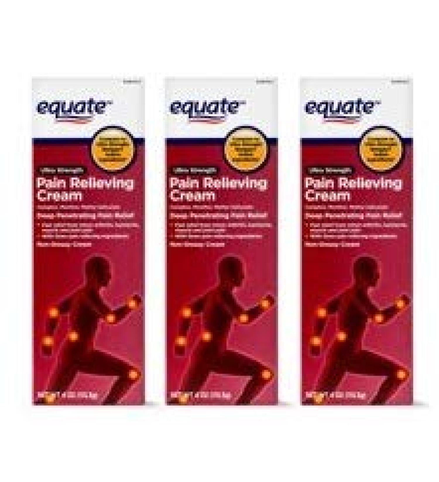Equate Ultra Strength Pain Relieving Cream Muscle Rub 4-Ounce Tube (Pack of 3) - Buy Online on GoSupps.com