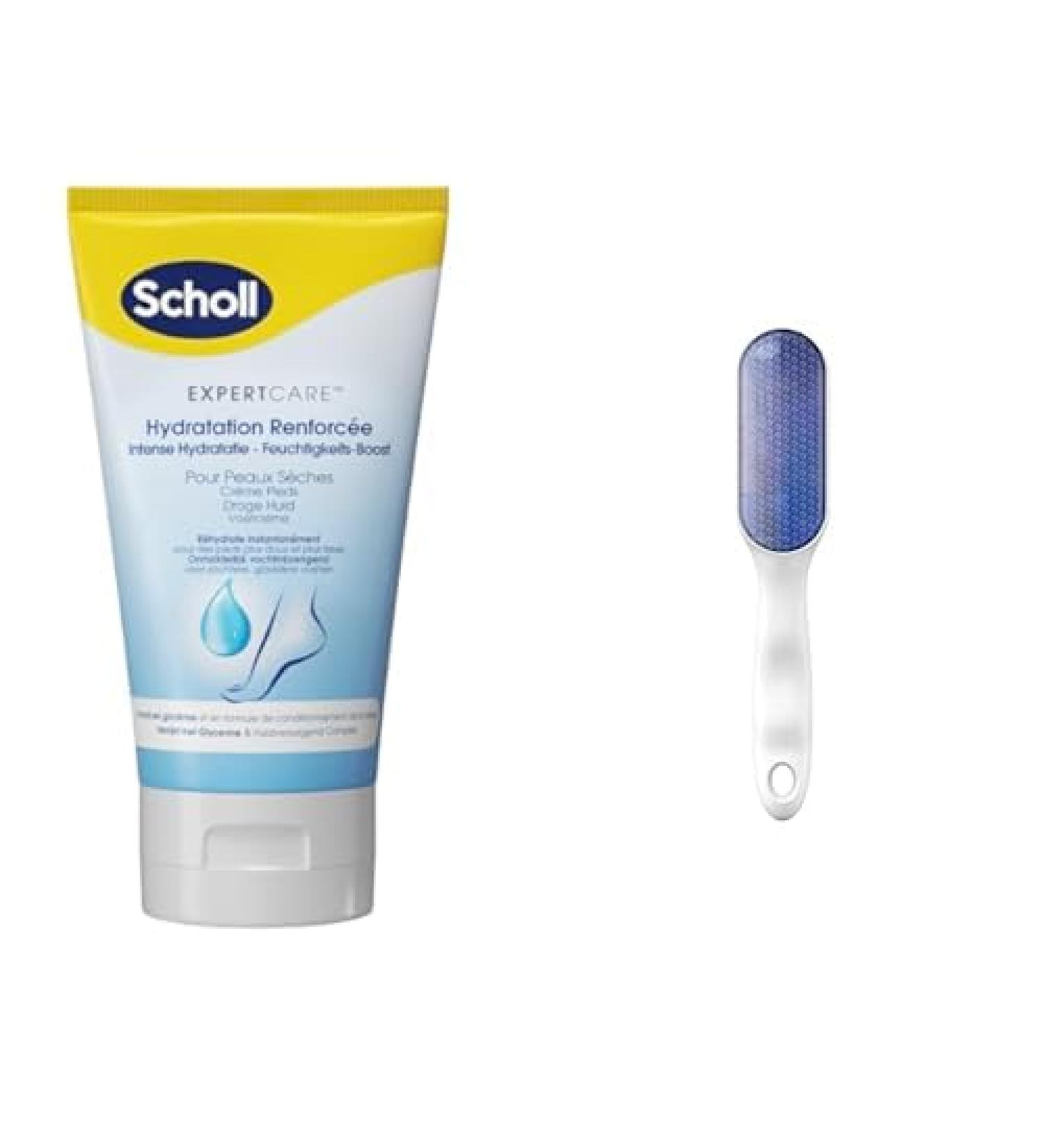 Scholl Cr me Pieds Hydratation Renforc e pour peaux s ches + R pe Pieds Rasoir Manuelle en Nano Verre