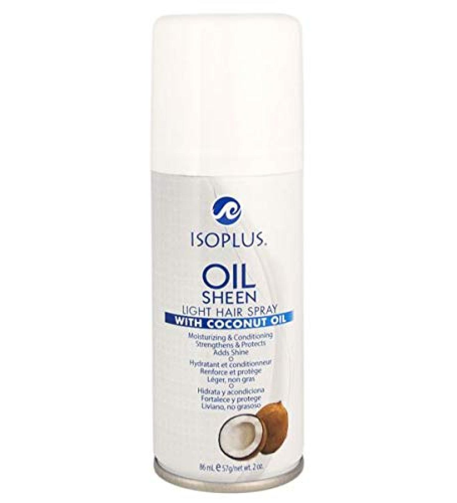 Isoplus Oil Sheen Light Hair Spray with Coconut Oil 2 oz (Pack of 2)