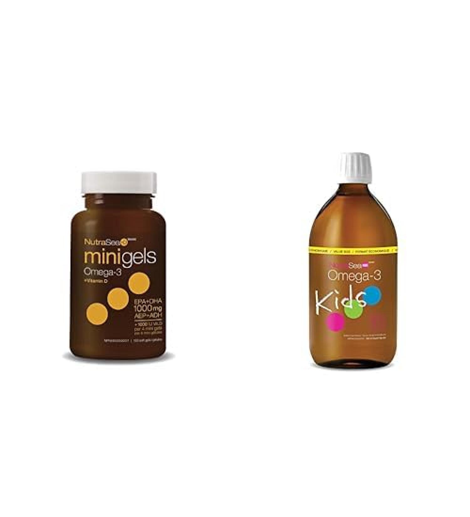 Nature's Way NutraSea Plus Vitamin D Fresh Mint Flavour Mini Gels for Healthy Heart and Brain Strong Bones and Teeth & Immune System Support and Kids Omega 3 Supplement Bubblegum